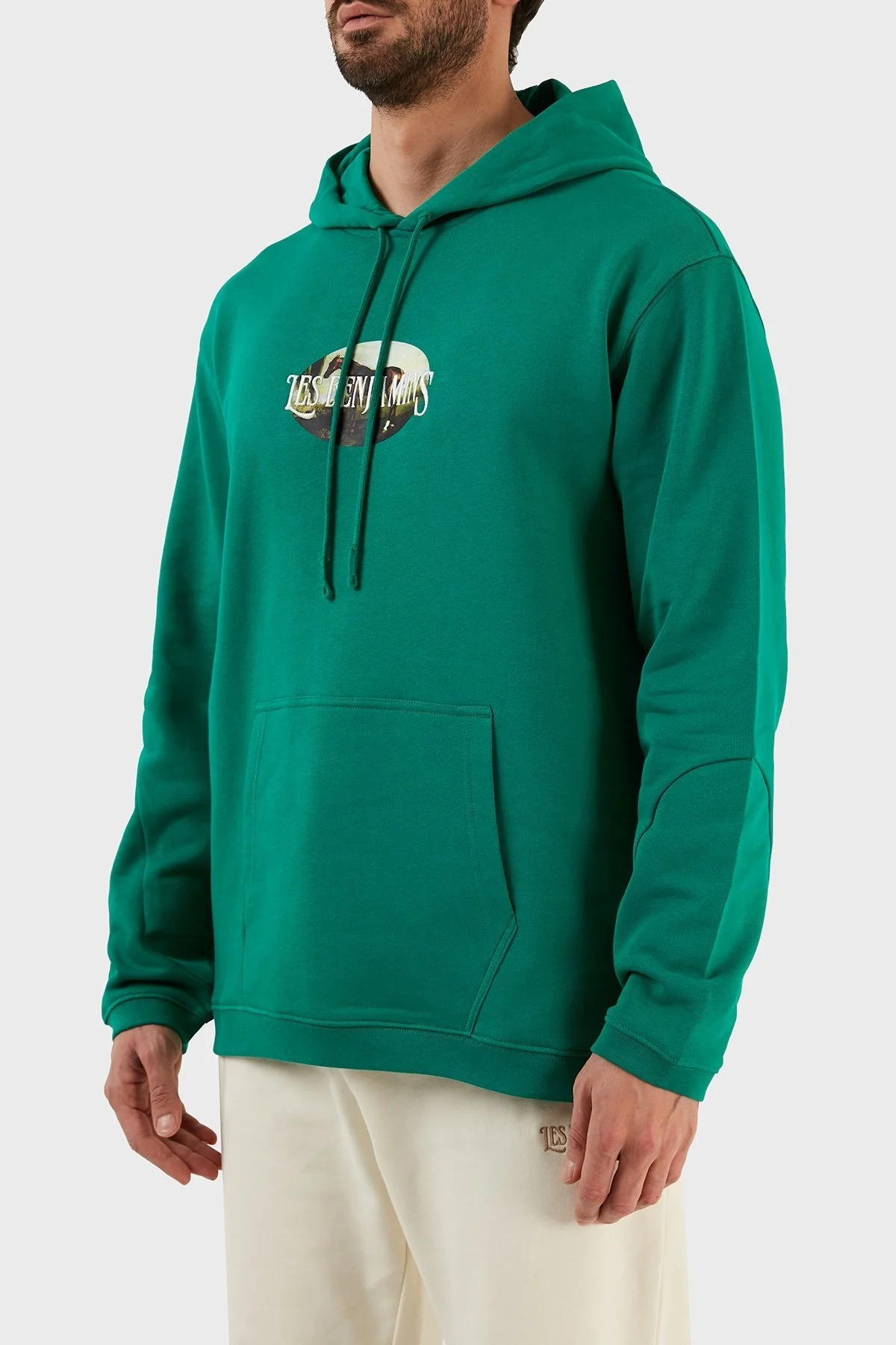 Les Benjamins % 100 Pamuk Relaxed Fit Kapüşonlu Erkek Sweat LB23SSHOEMUHD-001 YEŞİL - 3