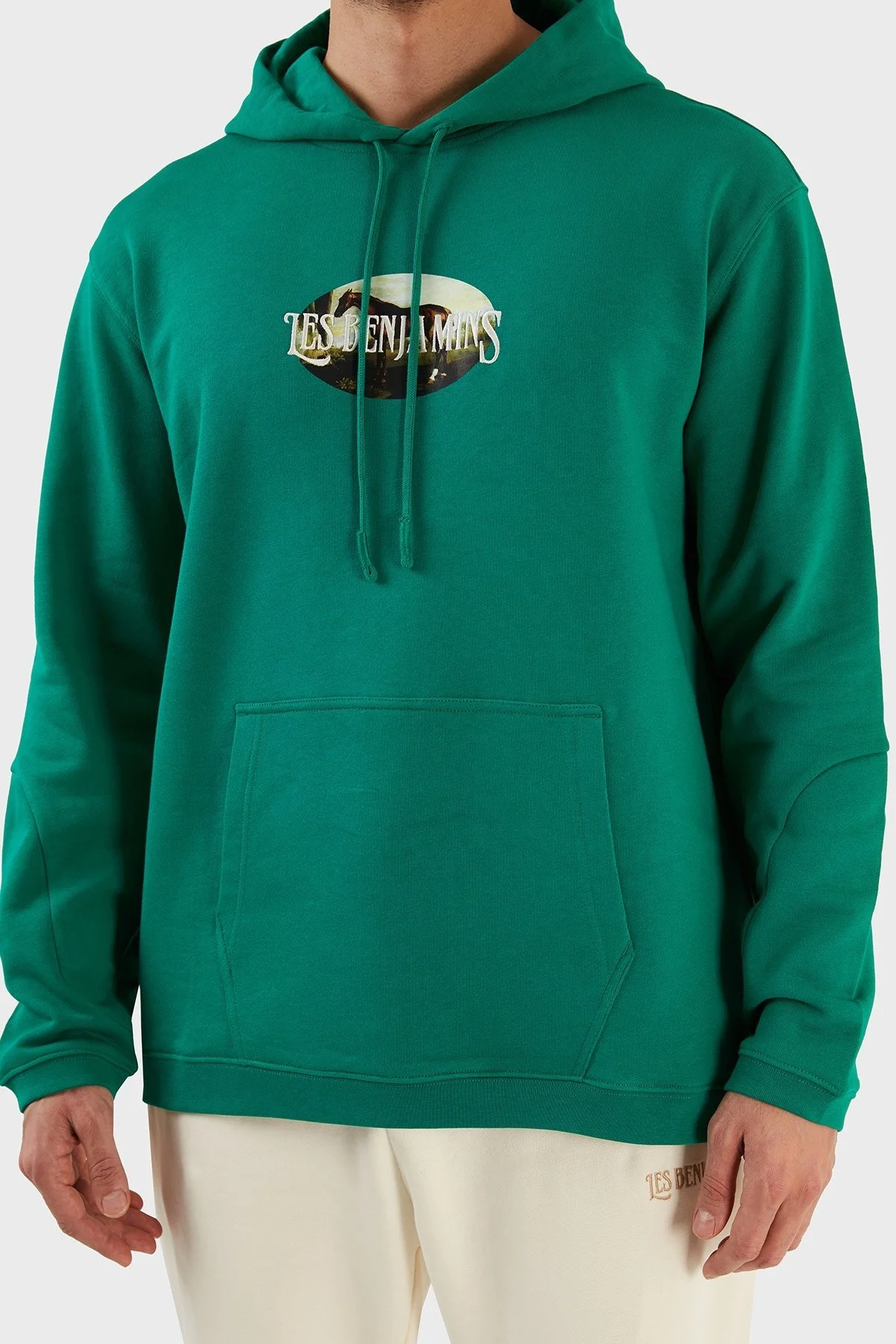 Les Benjamins % 100 Pamuk Relaxed Fit Kapüşonlu Erkek Sweat LB23SSHOEMUHD-001 YEŞİL - 4