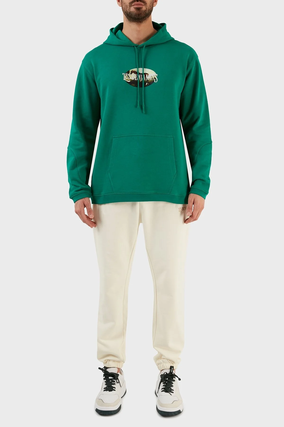 Les Benjamins % 100 Pamuk Relaxed Fit Kapüşonlu Erkek Sweat LB23SSHOEMUHD-001 YEŞİL - 5
