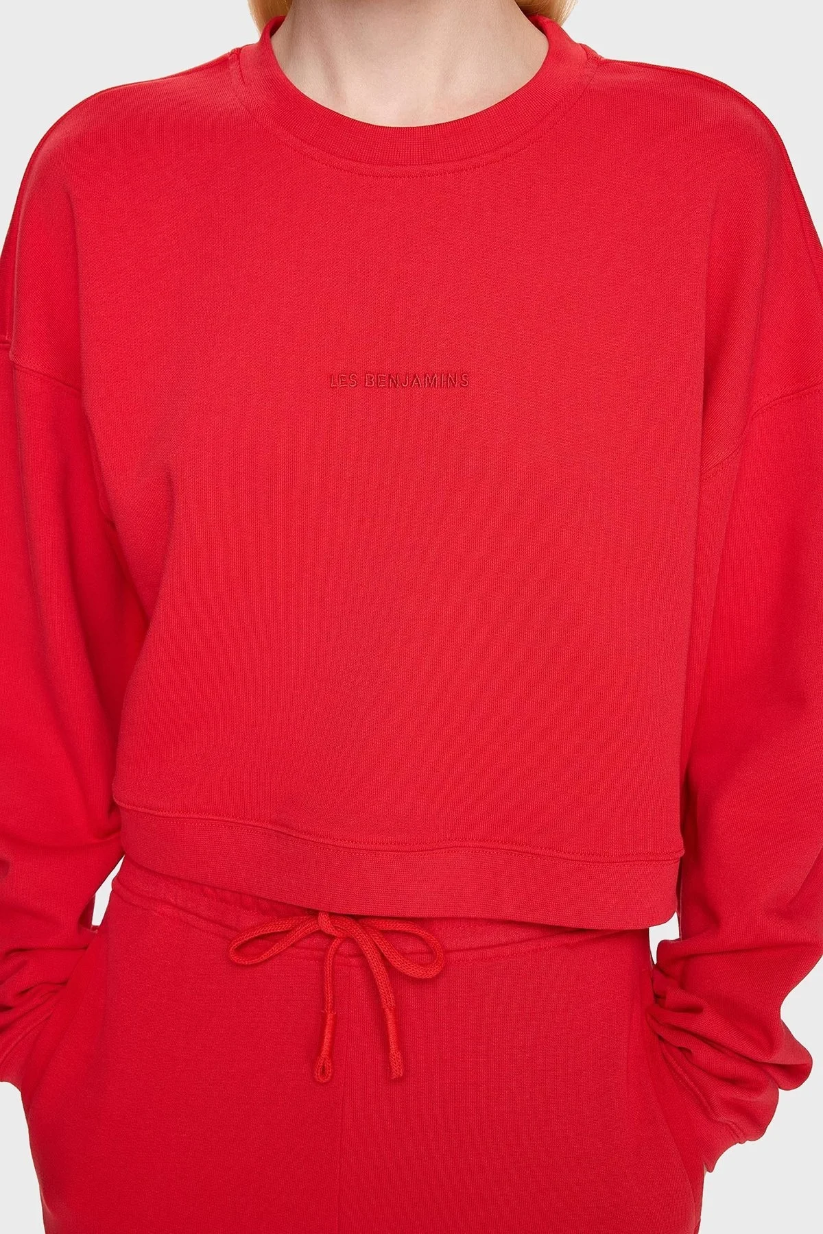 Les Benjamins % 100 Pamuklu Relaxed Fit Bisiklet Yaka Bayan Sweat LB24FWESSFUSW-302 KIRMIZI - 10