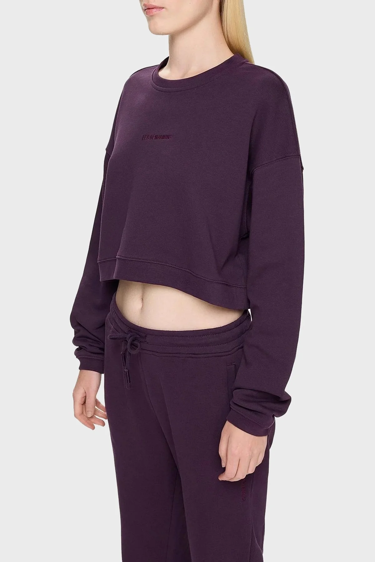 Les Benjamins % 100 Pamuklu Relaxed Fit Bisiklet Yaka Bayan Sweat LB24FWESSFUSW-303 MOR - 5