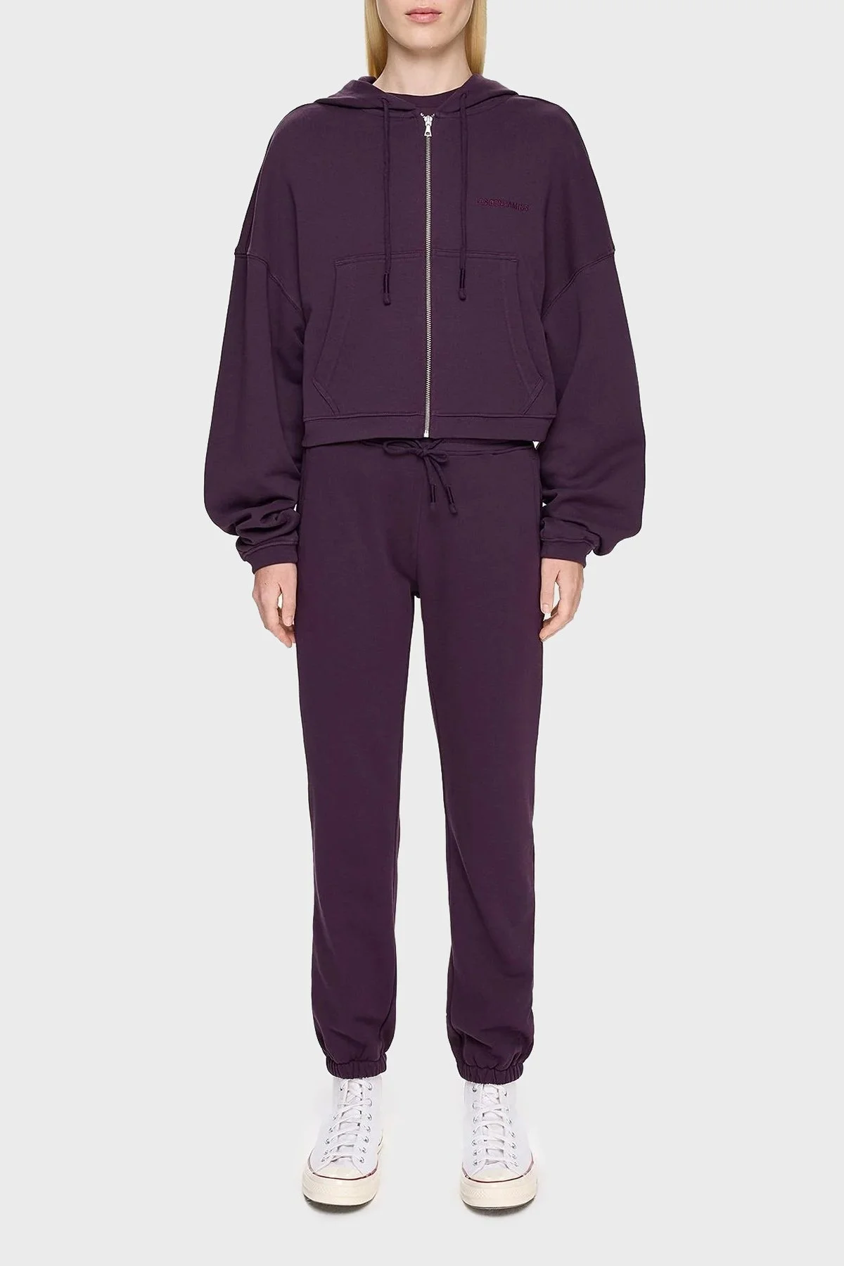 Les Benjamins % 100 Pamuklu Relaxed Fit Kapüşonlu Bayan Sweat LB24FWESSFUZH-303 MOR - 9