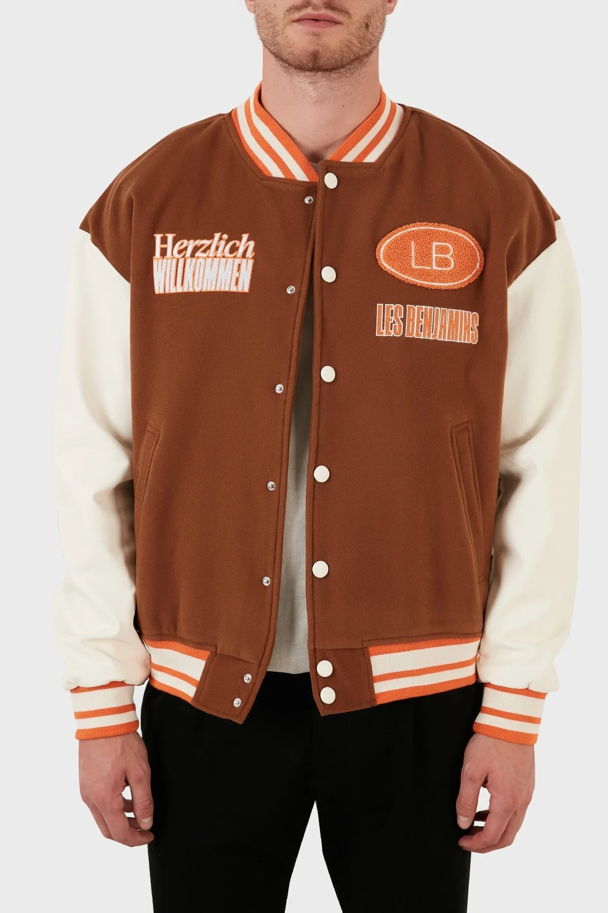 Les Benjamins Armalı Kolej Yaka Spor Bomber Erkek Ceket LB22FWGASMUBJ-004 KAHVE - 1