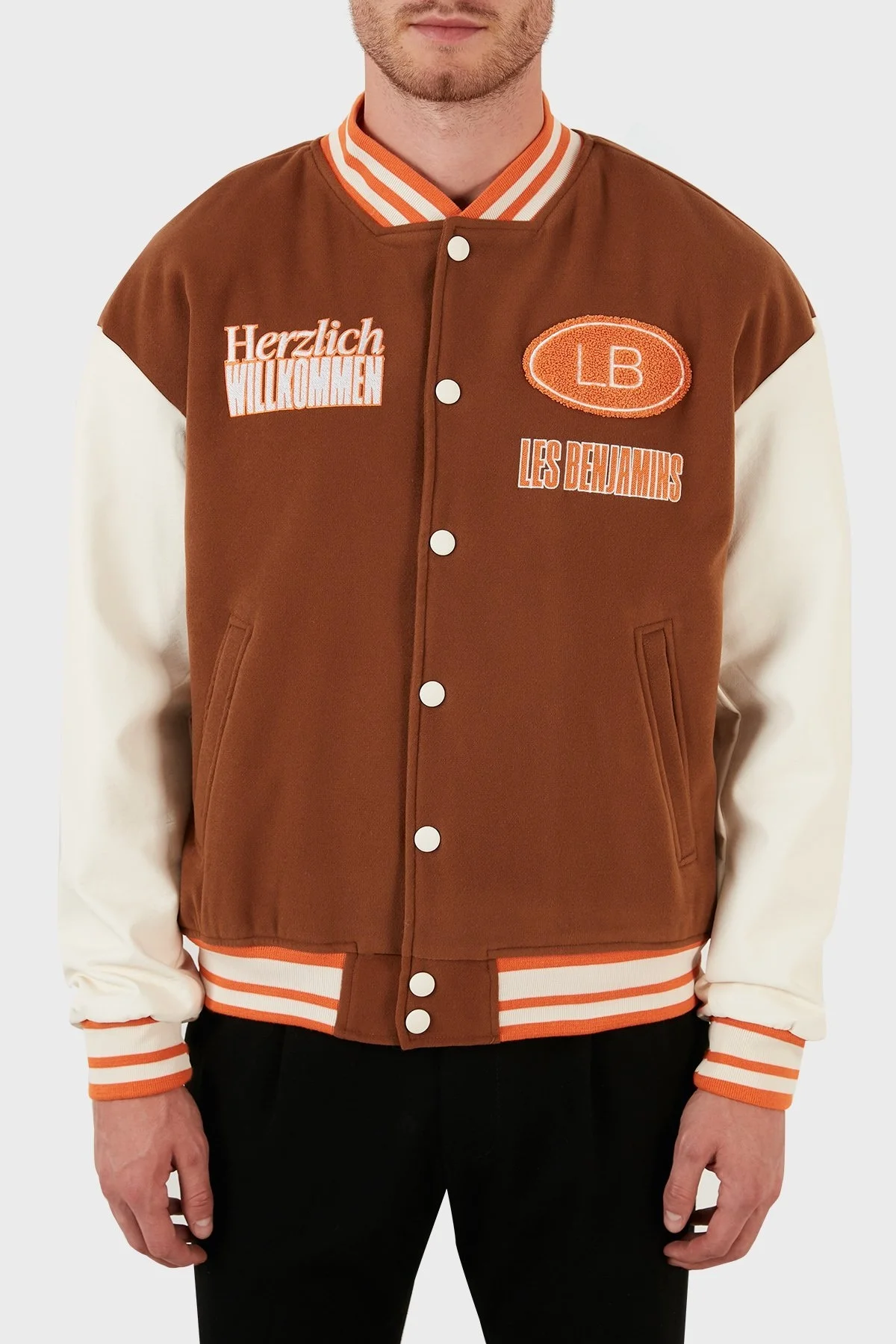 Les Benjamins Armalı Kolej Yaka Spor Bomber Erkek Ceket LB22FWGASMUBJ-004 KAHVE - 2