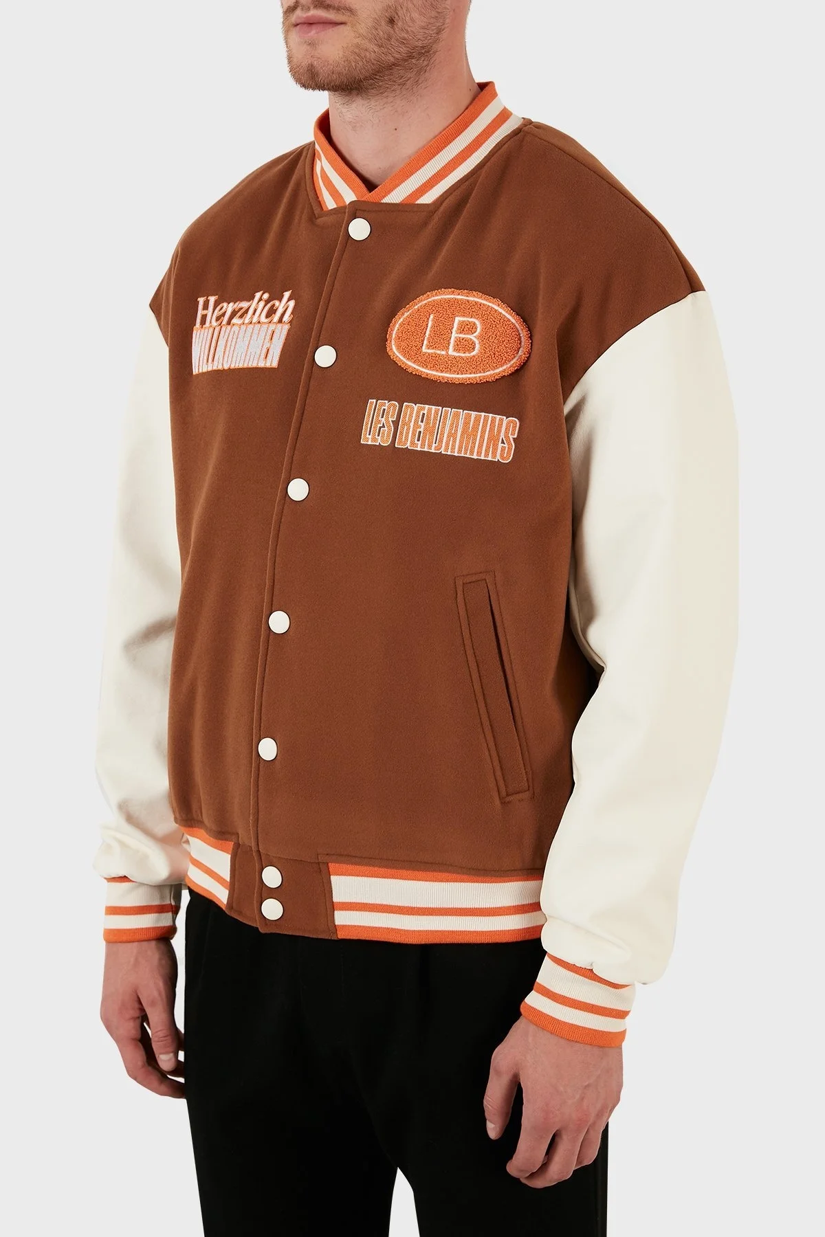 Les Benjamins Armalı Kolej Yaka Spor Bomber Erkek Ceket LB22FWGASMUBJ-004 KAHVE - 3