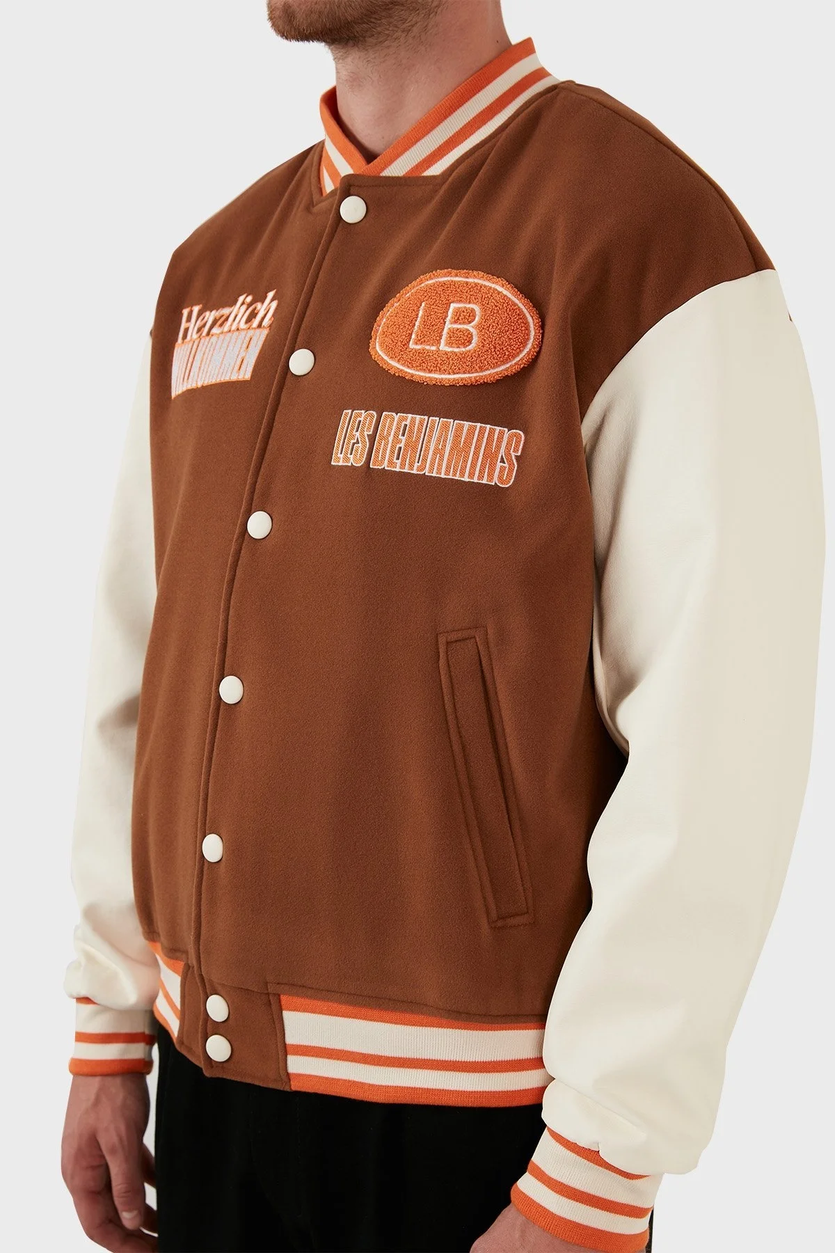 Les Benjamins Armalı Kolej Yaka Spor Bomber Erkek Ceket LB22FWGASMUBJ-004 KAHVE - 6