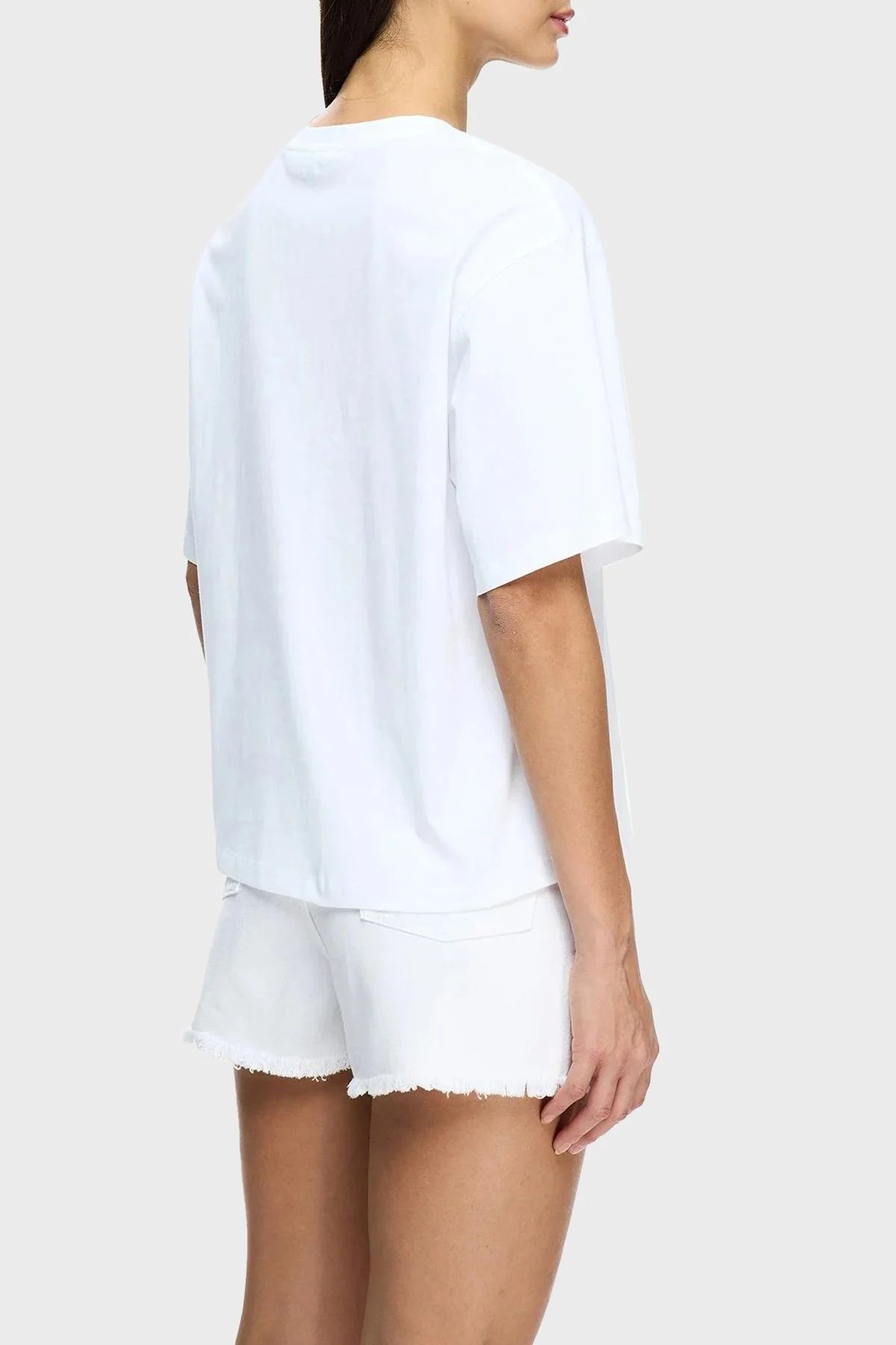 Les Benjamins Baskılı % 100 Pamuk Boxy Fit Bisiklet Yaka Bayan T Shirt LB25SSUNLFUTS-011 BEYAZ - 3