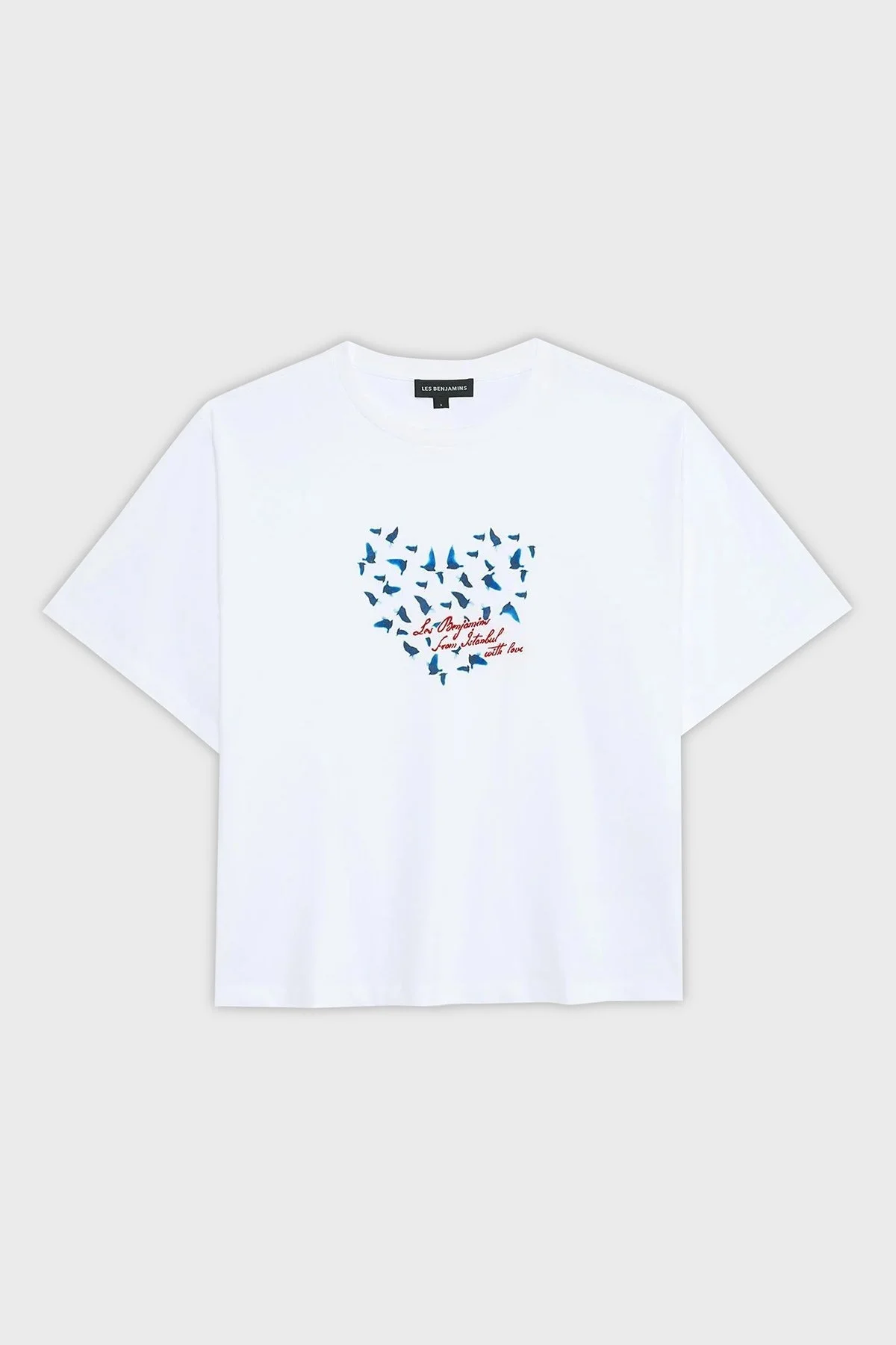 Les Benjamins Baskılı % 100 Pamuk Boxy Fit Bisiklet Yaka Bayan T Shirt LB25SSUNLFUTS-011 BEYAZ - 6