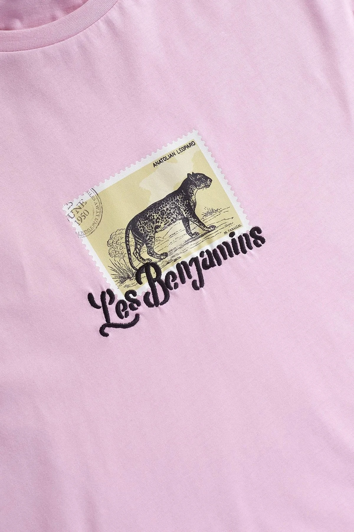Les Benjamins Baskılı % 100 Pamuk Boxy Fit Bisiklet Yaka Bayan T Shirt LB25SSUNLFUTS-014 PEMBE - 11