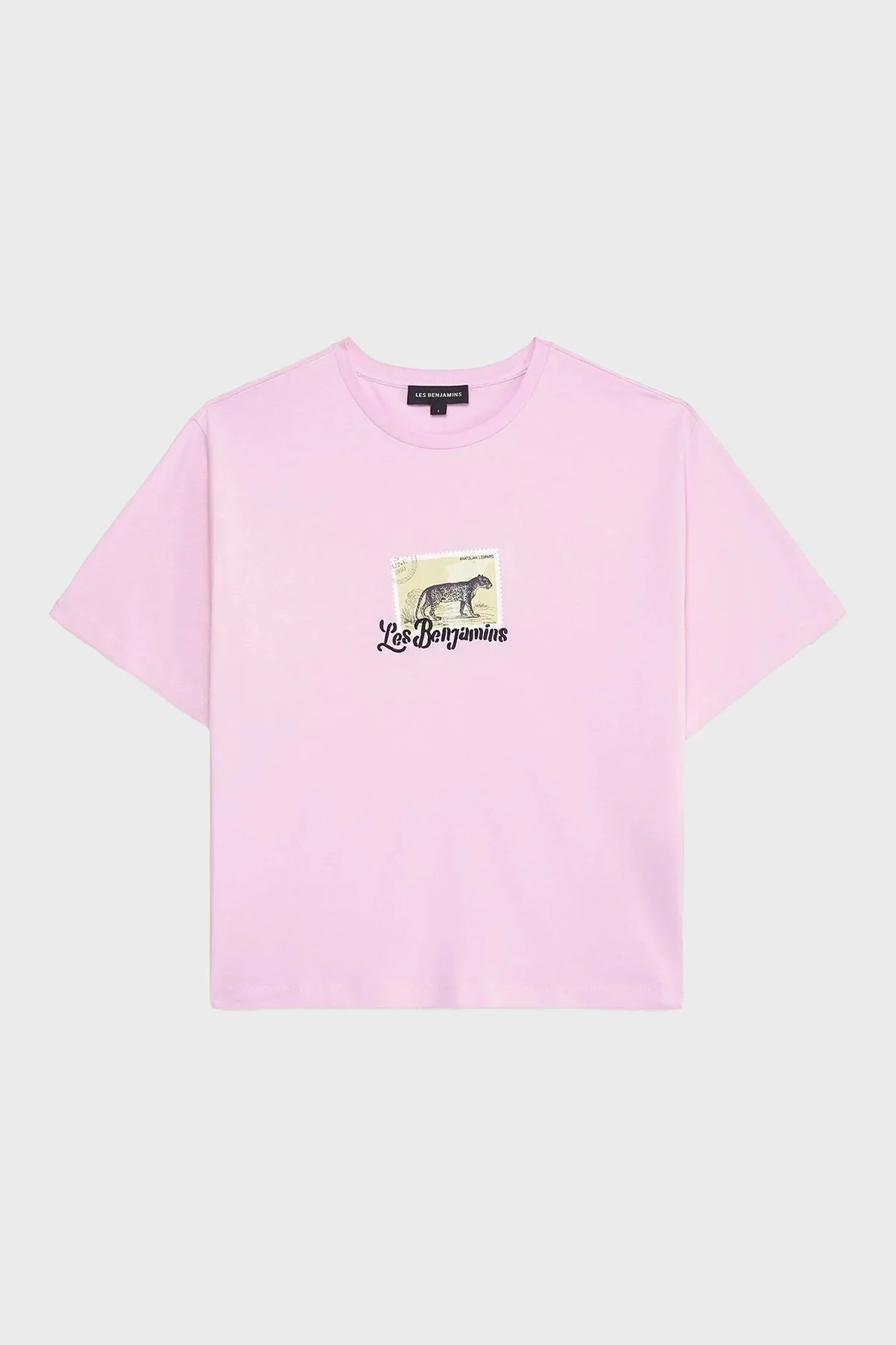 Les Benjamins Baskılı % 100 Pamuk Boxy Fit Bisiklet Yaka Bayan T Shirt LB25SSUNLFUTS-014 PEMBE - 12