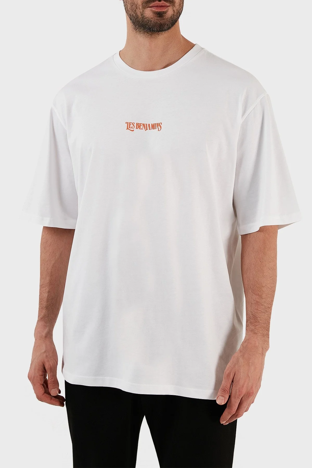 Les Benjamins Baskılı % 100 Pamuk Oversize Fit Bisiklet Yaka Erkek T Shirt LB23SSHOEMUOT-002 BEYAZ - 1
