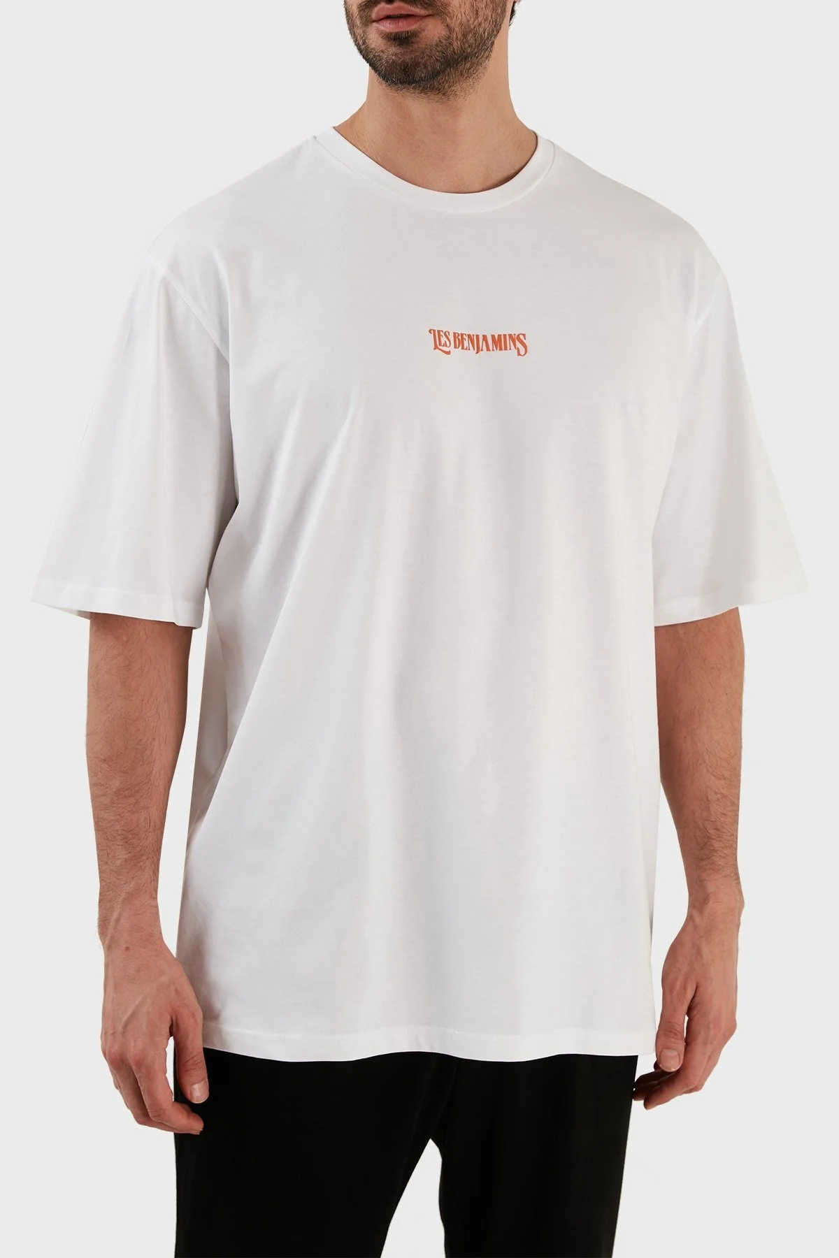 Les Benjamins Baskılı % 100 Pamuk Oversize Fit Bisiklet Yaka Erkek T Shirt LB23SSHOEMUOT-002 BEYAZ - 3