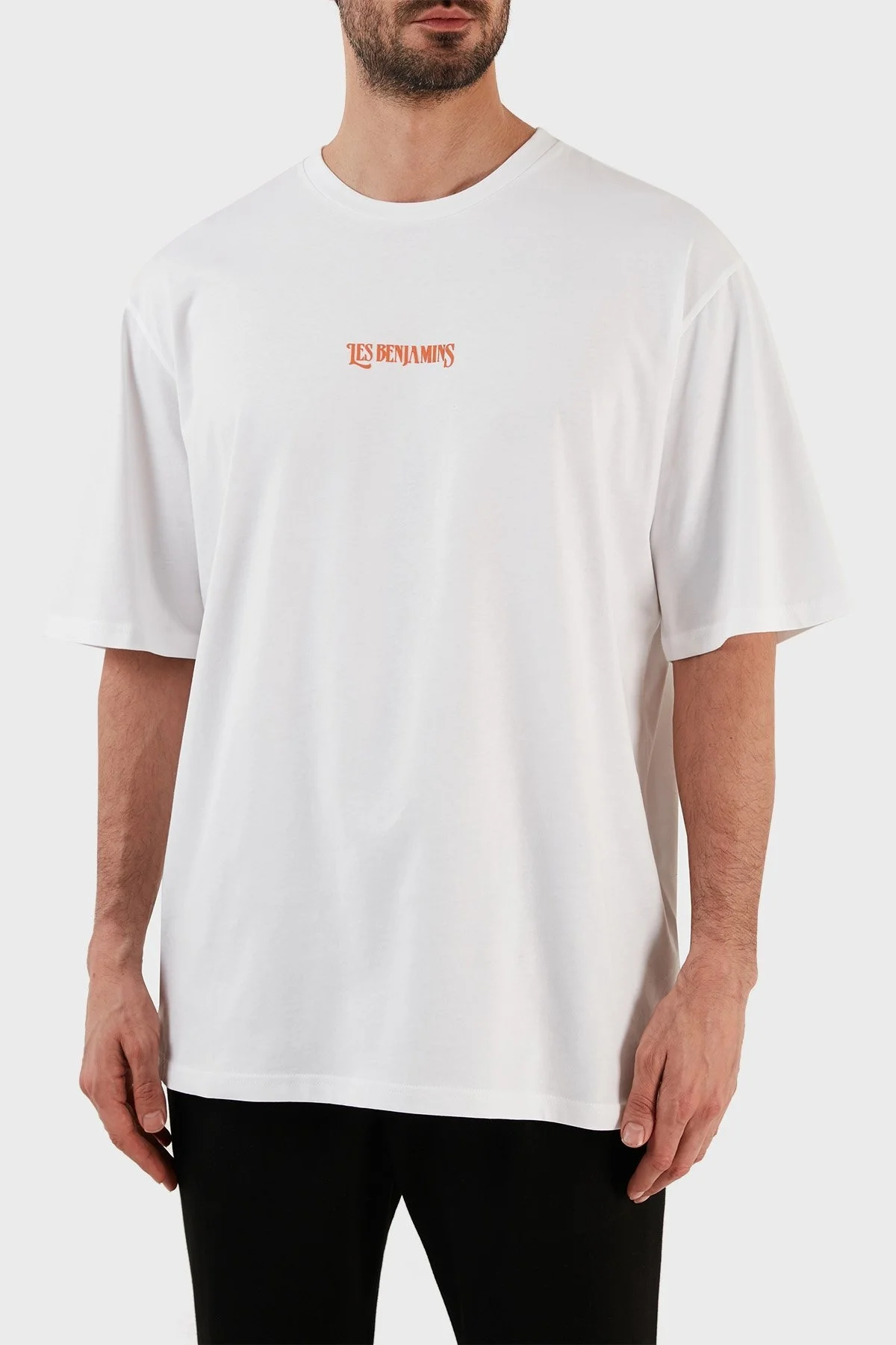 Les Benjamins Baskılı % 100 Pamuk Oversize Fit Bisiklet Yaka Erkek T Shirt LB23SSHOEMUOT-002 BEYAZ - 5