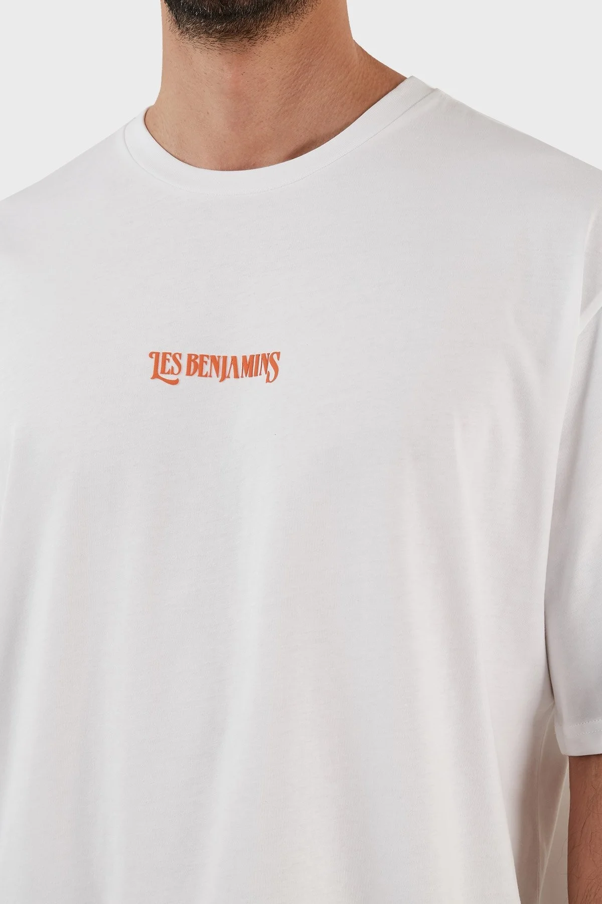 Les Benjamins Baskılı % 100 Pamuk Oversize Fit Bisiklet Yaka Erkek T Shirt LB23SSHOEMUOT-002 BEYAZ - 6