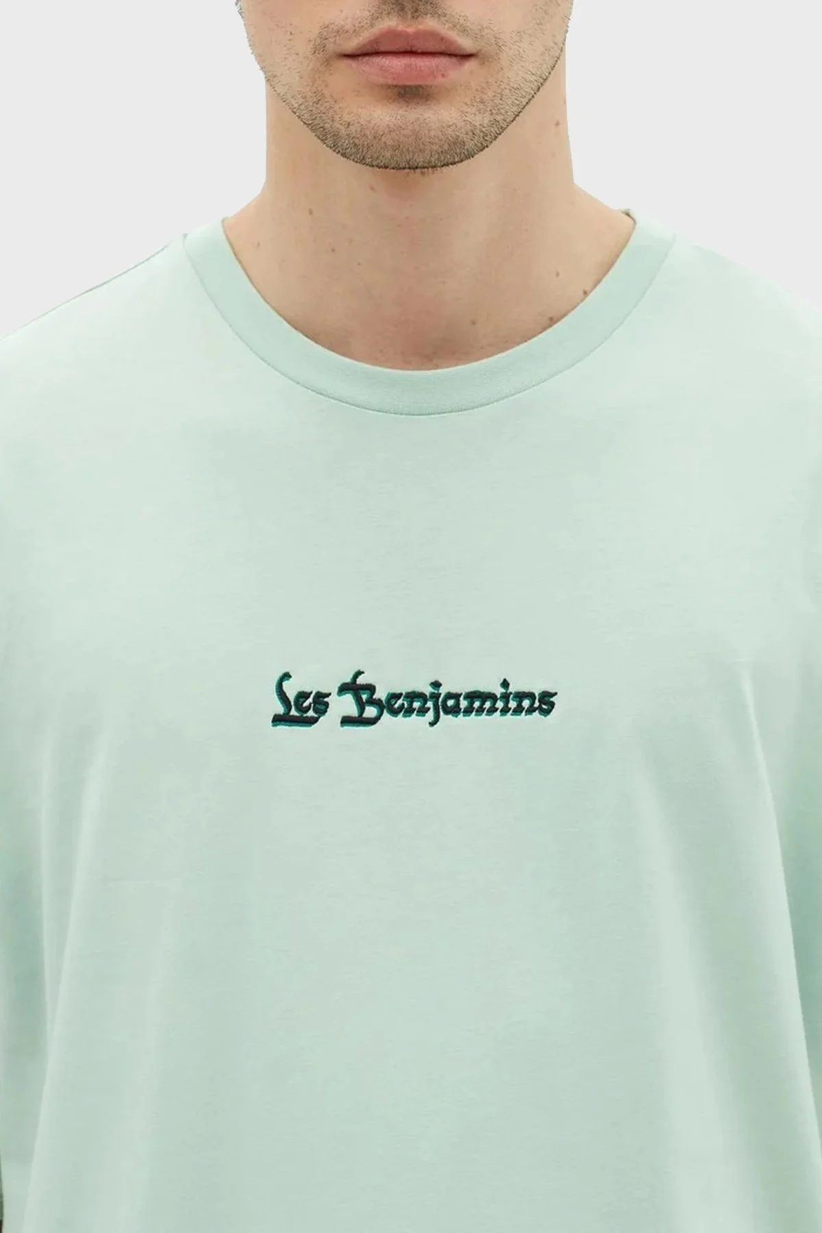 Les Benjamins Baskılı % 100 Pamuk Oversize Fit Bisiklet Yaka Erkek T Shirt LB23SSHOEMUOT-007 AÇIK YEŞİL - 4