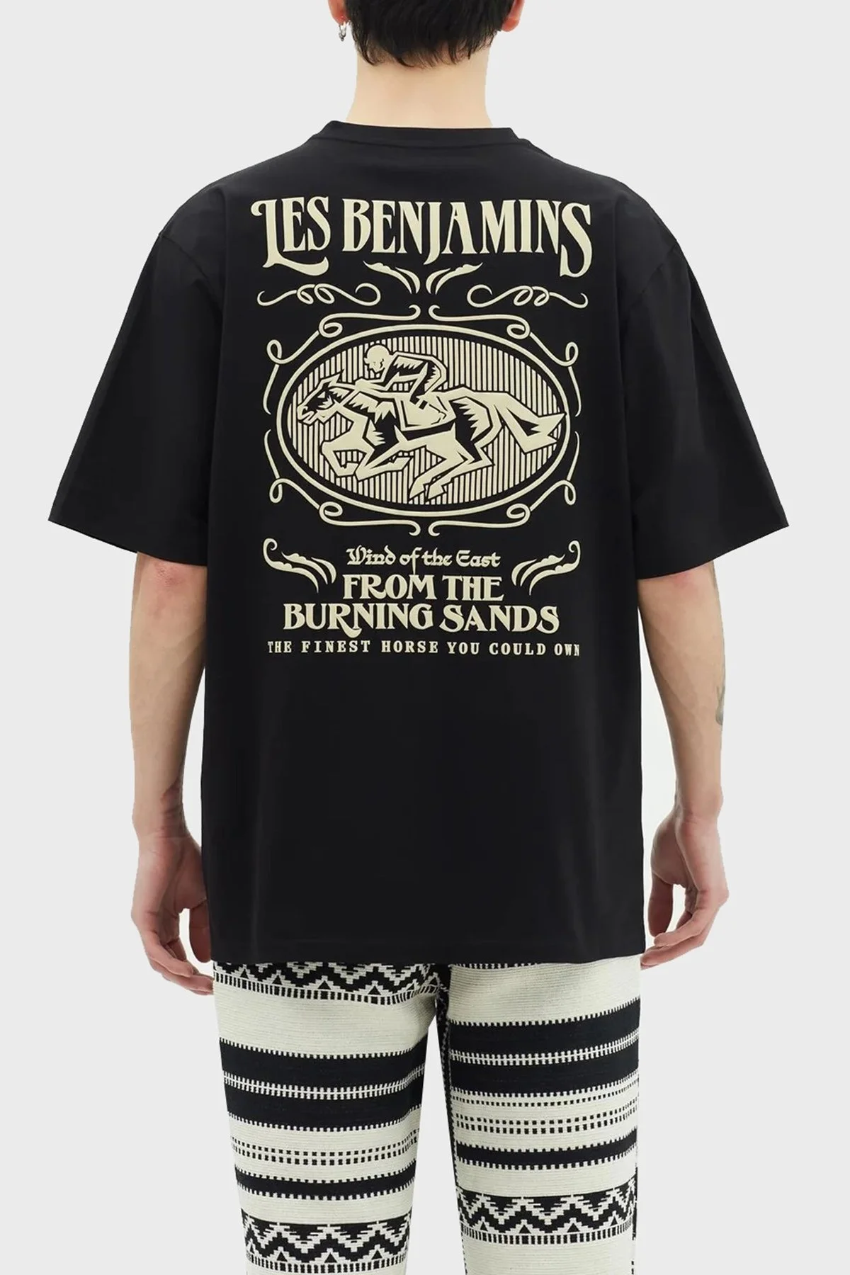 Les Benjamins Baskılı % 100 Pamuk Oversize Fit Bisiklet Yaka Erkek T Shirt LB23SSHOEMUOT-013 SİYAH - 2