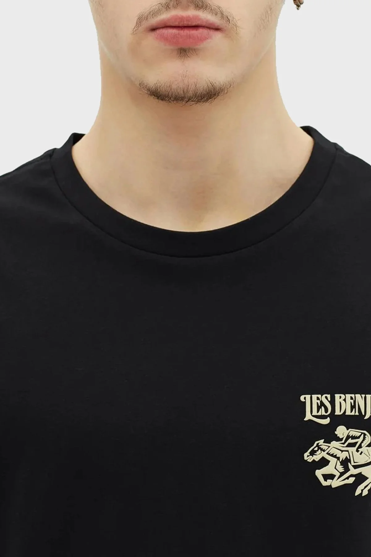 Les Benjamins Baskılı % 100 Pamuk Oversize Fit Bisiklet Yaka Erkek T Shirt LB23SSHOEMUOT-013 SİYAH - 4