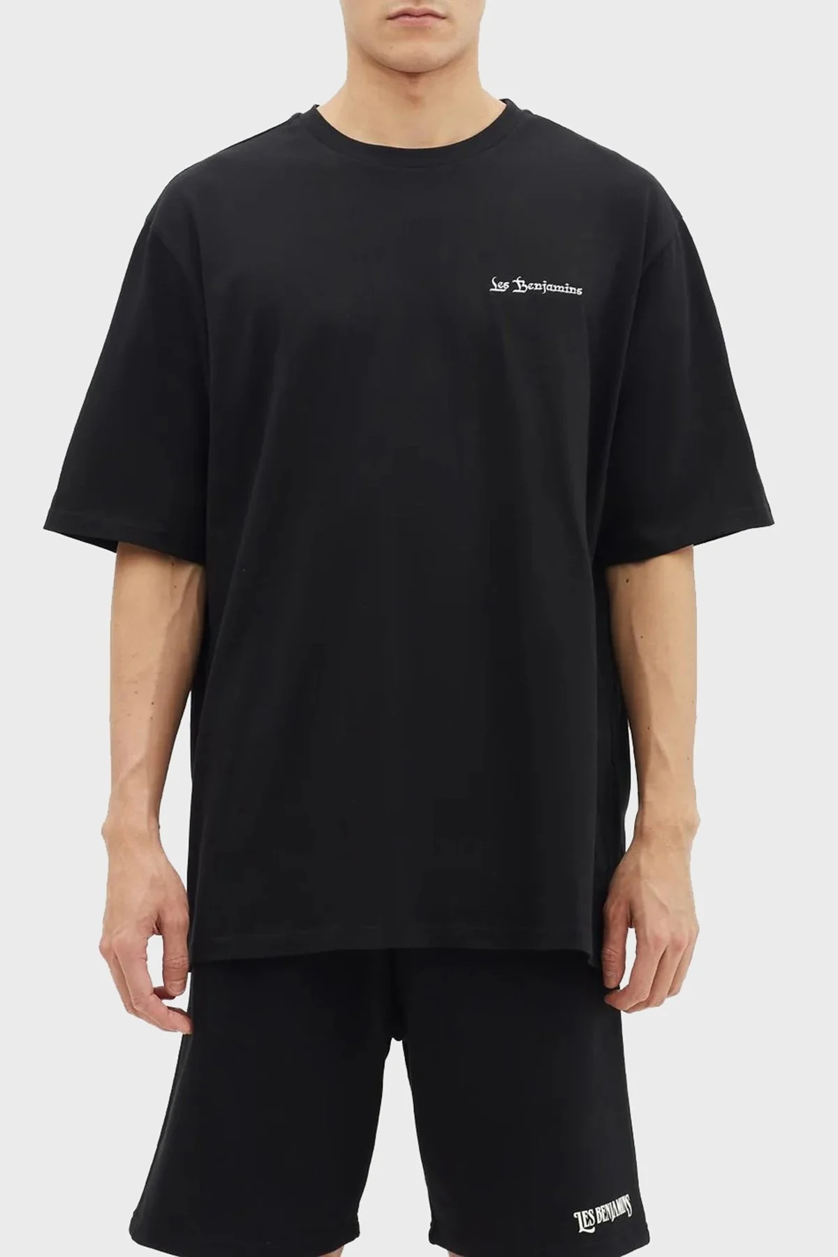 Les Benjamins Baskılı % 100 Pamuk Oversize Fit Bisiklet Yaka Erkek T Shirt LB23SSHOEMUOT-014 SİYAH - 1