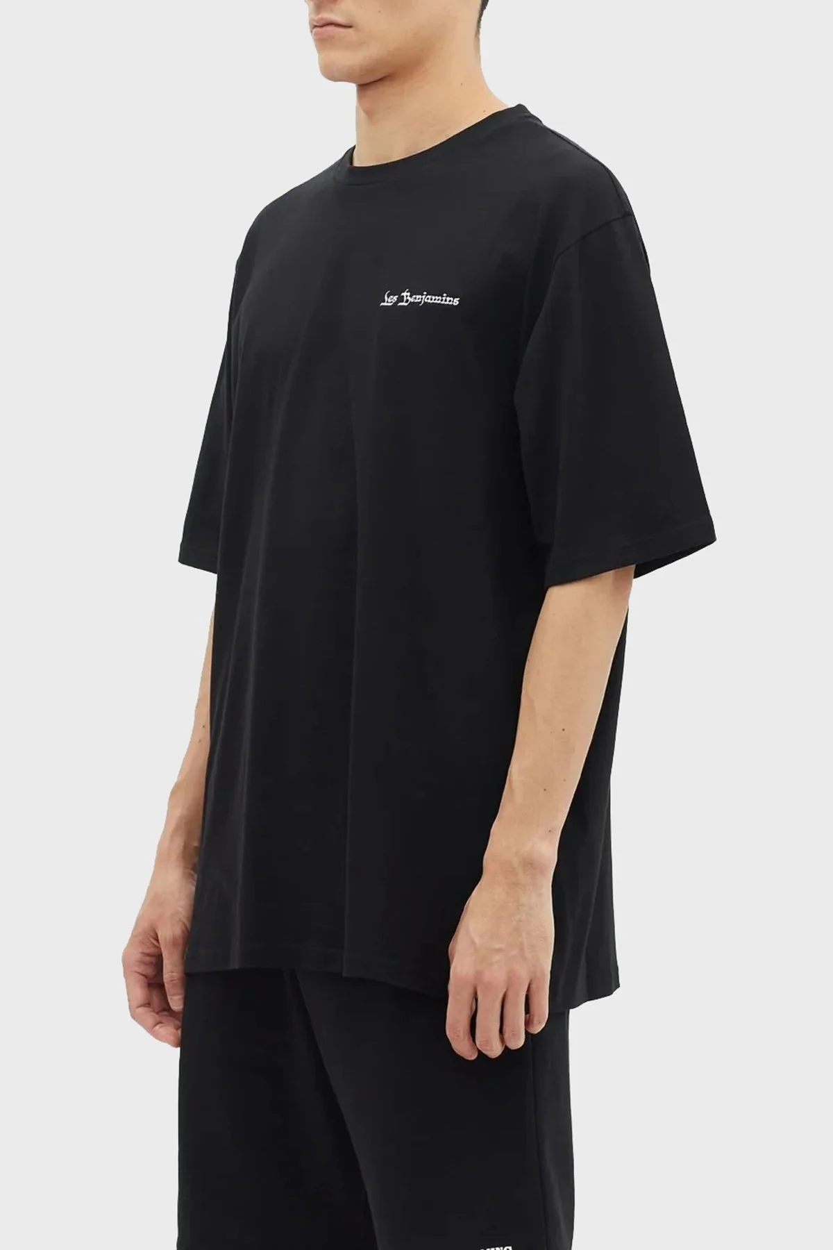 Les Benjamins Baskılı % 100 Pamuk Oversize Fit Bisiklet Yaka Erkek T Shirt LB23SSHOEMUOT-014 SİYAH - 4