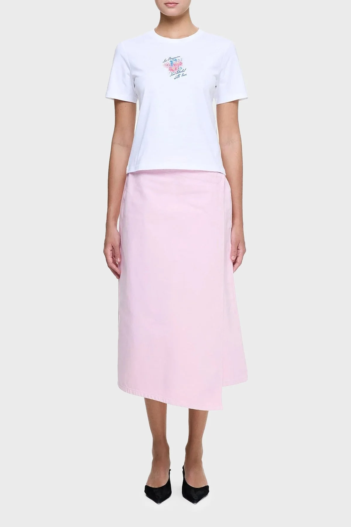 Les Benjamins Baskılı % 100 Pamuk Regular Fit Bisiklet Yaka Bayan T Shirt LB25SSUNLFUTS-005 BEYAZ - 2