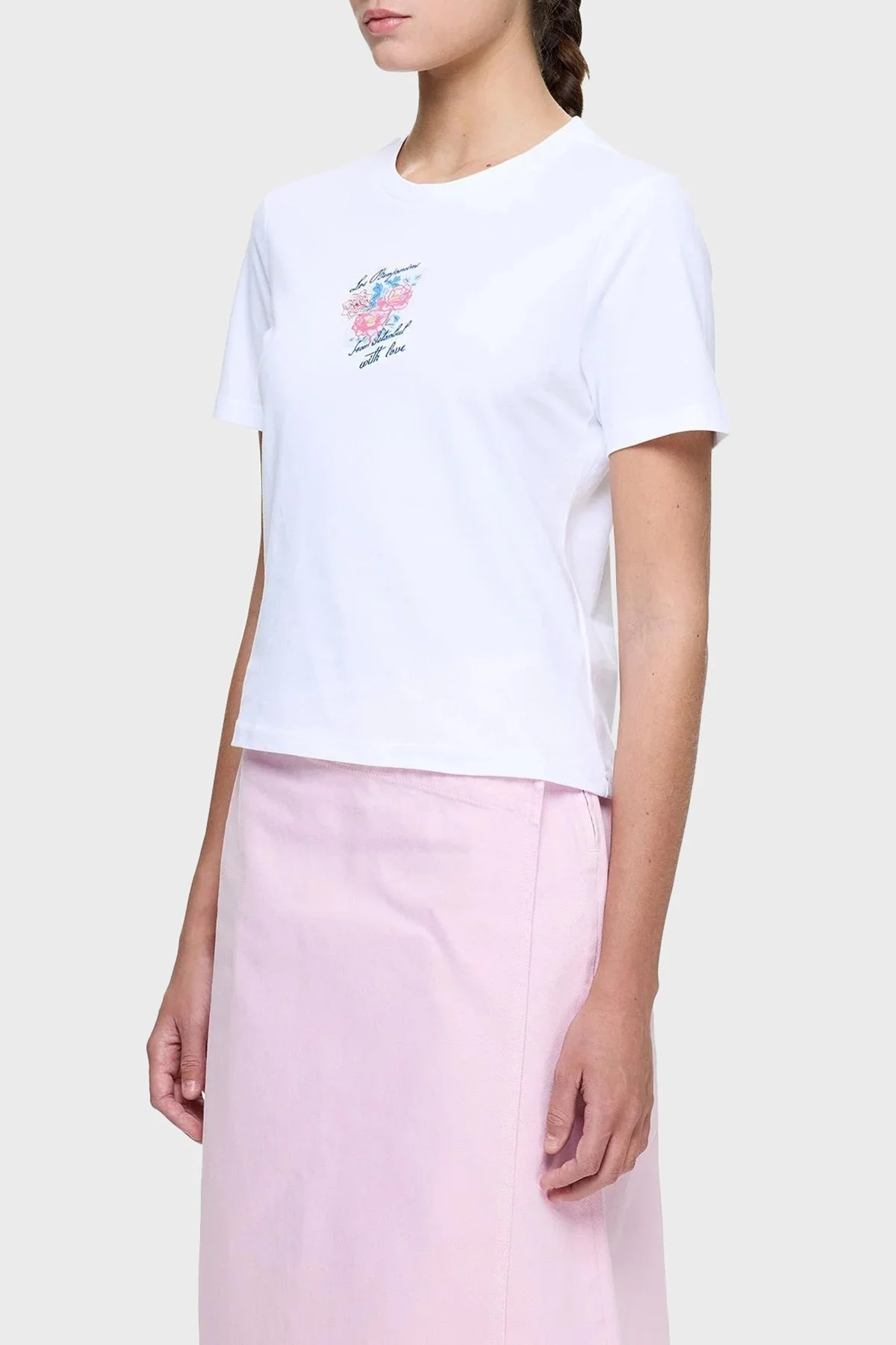 Les Benjamins Baskılı % 100 Pamuk Regular Fit Bisiklet Yaka Bayan T Shirt LB25SSUNLFUTS-005 BEYAZ - 4