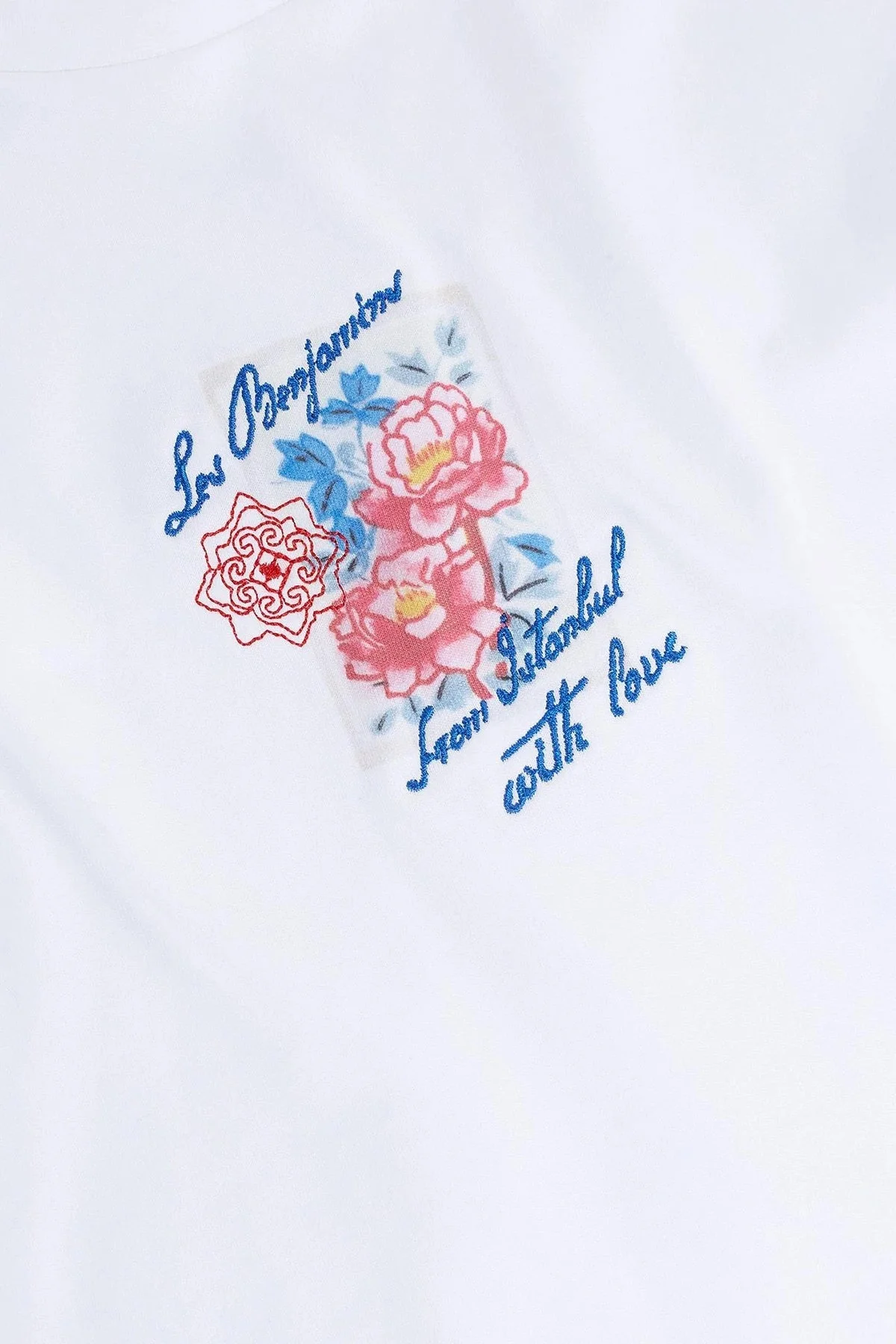 Les Benjamins Baskılı % 100 Pamuk Regular Fit Bisiklet Yaka Bayan T Shirt LB25SSUNLFUTS-005 BEYAZ - 5