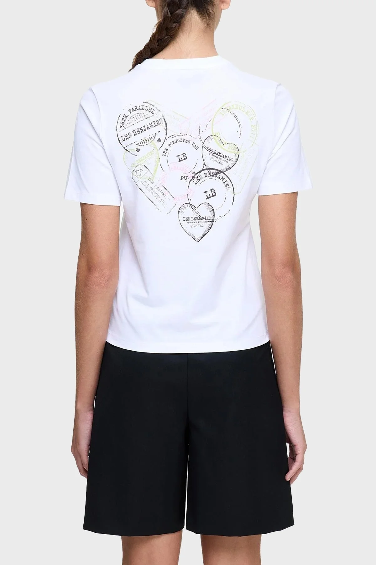 Les Benjamins Baskılı % 100 Pamuk Regular Fit Bisiklet Yaka Bayan T Shirt LB25SSUNLFUTS-030 BEYAZ - 3