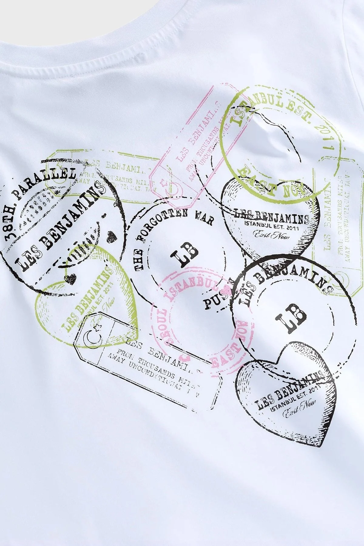 Les Benjamins Baskılı % 100 Pamuk Regular Fit Bisiklet Yaka Bayan T Shirt LB25SSUNLFUTS-030 BEYAZ - 5