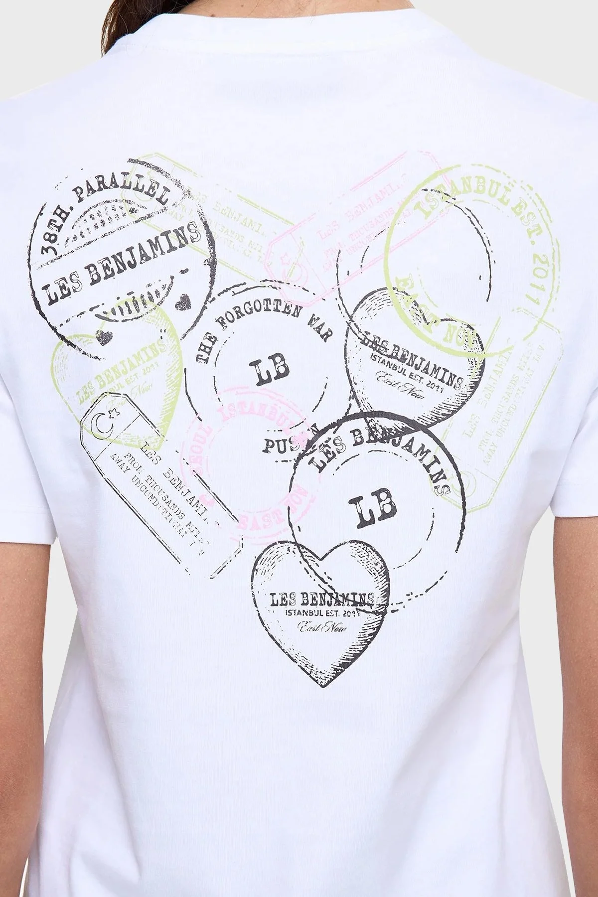 Les Benjamins Baskılı % 100 Pamuk Regular Fit Bisiklet Yaka Bayan T Shirt LB25SSUNLFUTS-030 BEYAZ - 7