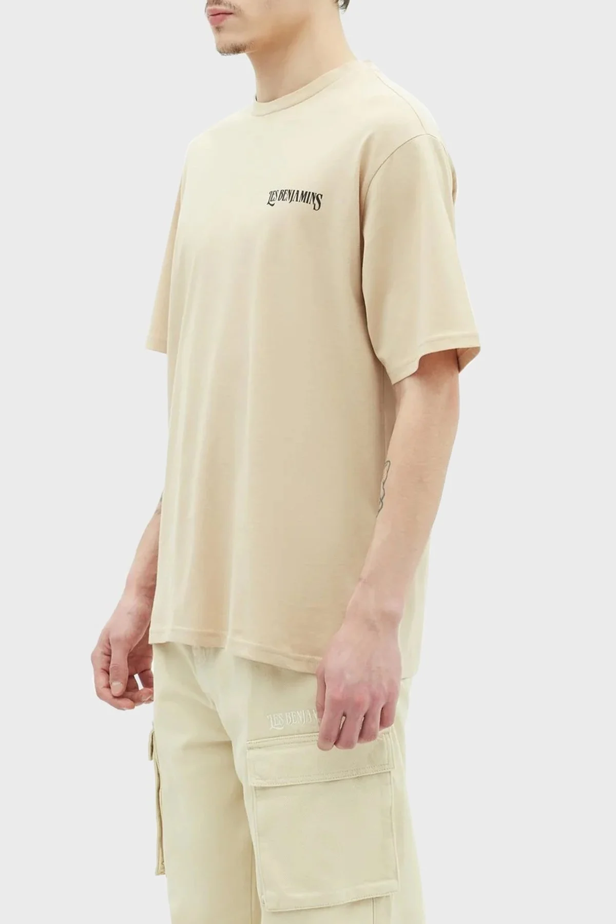 Les Benjamins Baskılı % 100 Pamuk Relaxed Fit Bisiklet Yaka Erkek T Shirt LB23SSHOEMUTS-009 EKRU - 4