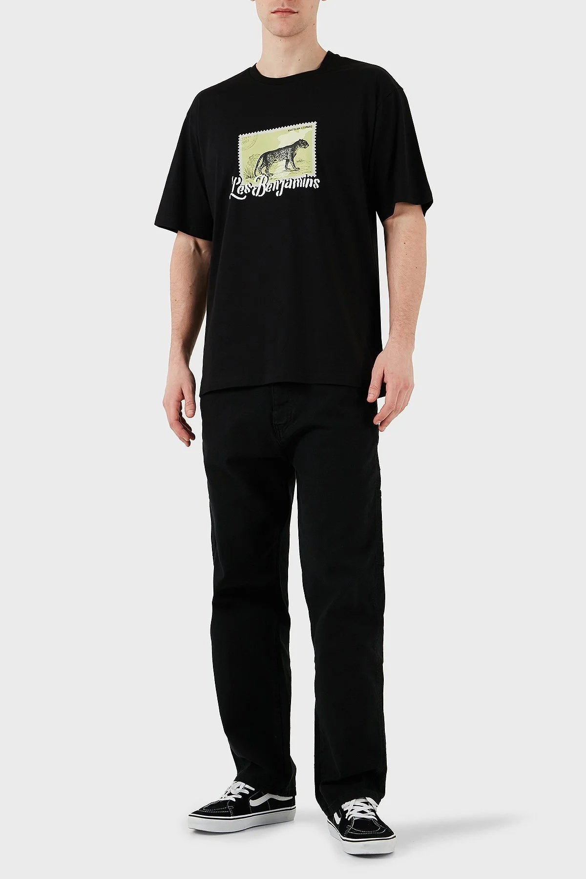 Les Benjamins Baskılı % 100 Pamuk Relaxed Fit Bisiklet Yaka Erkek T Shirt LB25SSUNLMUTS-040 SİYAH - 8