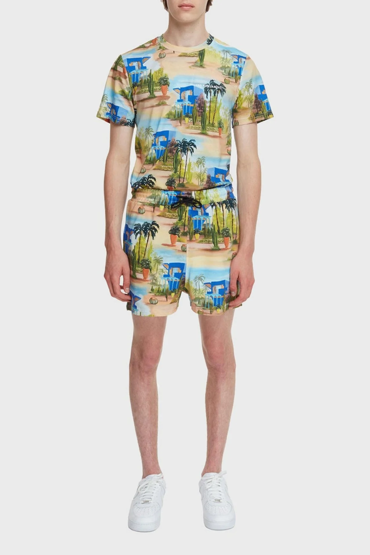 Les Benjamins Baskılı Elastik Bel Bantlı % 100 Pamuk Erkek Short LB22SSTMJMUSO-004 MAVİ-YEŞİL - 1