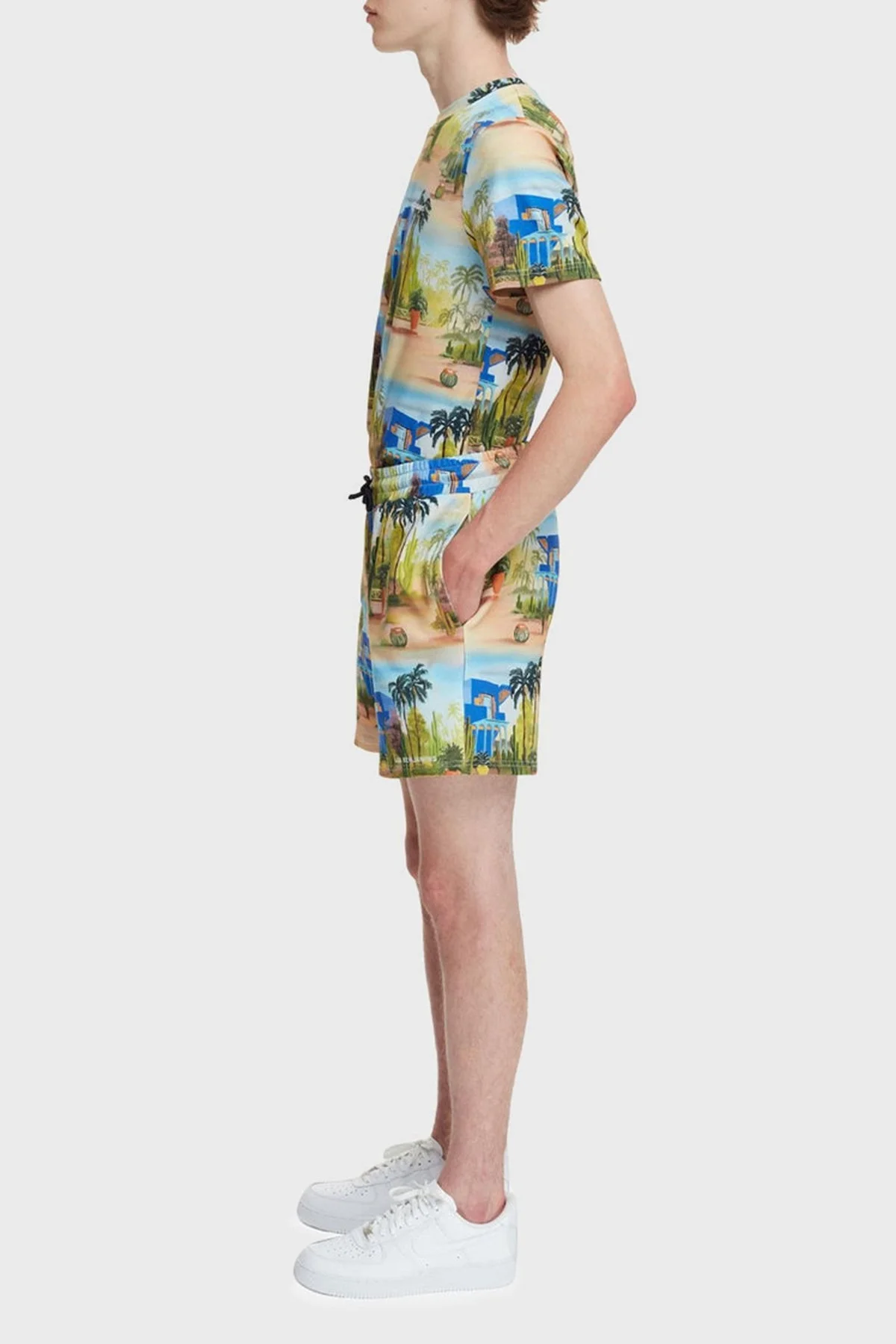 Les Benjamins Baskılı Elastik Bel Bantlı % 100 Pamuk Erkek Short LB22SSTMJMUSO-004 MAVİ-YEŞİL - 3