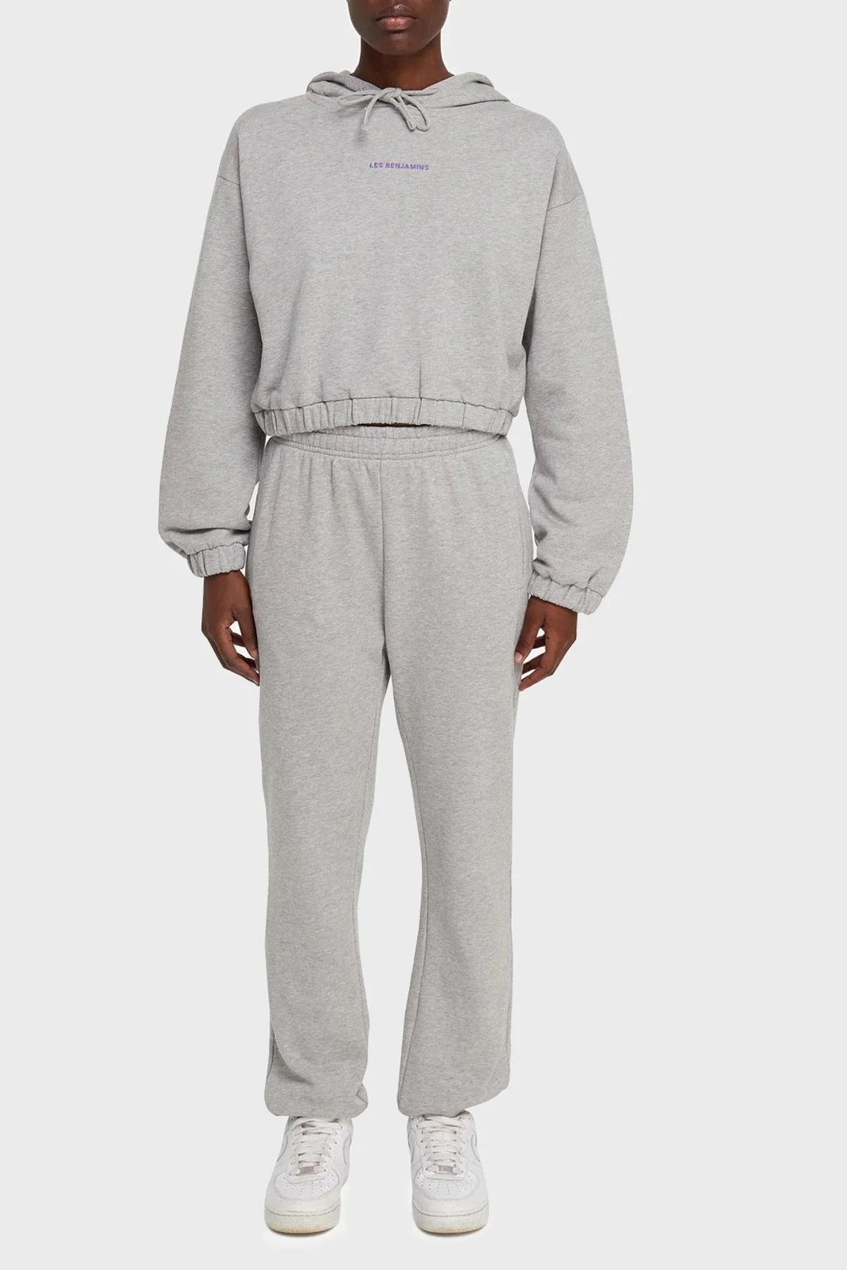 Les Benjamins Baskılı Kapüşonlu % 100 Pamuk Bayan Sweat LB21SSCORFUHD-003 AÇIK GRİ - 2