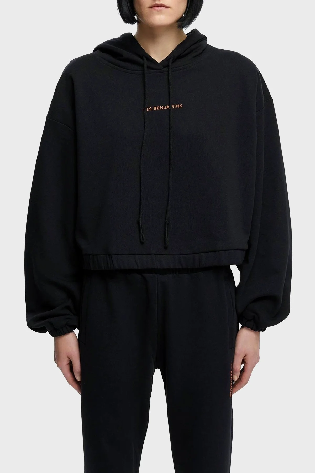 Les Benjamins Baskılı Kapüşonlu % 100 Pamuk Bayan Sweat LB21SSCORFUHD-001 SİYAH - 5