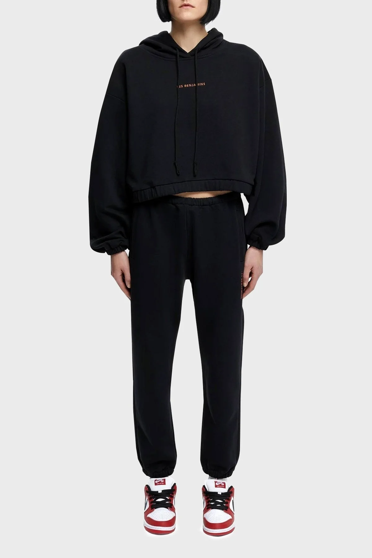 Les Benjamins Baskılı Kapüşonlu % 100 Pamuk Bayan Sweat LB21SSCORFUHD-001 SİYAH - 8