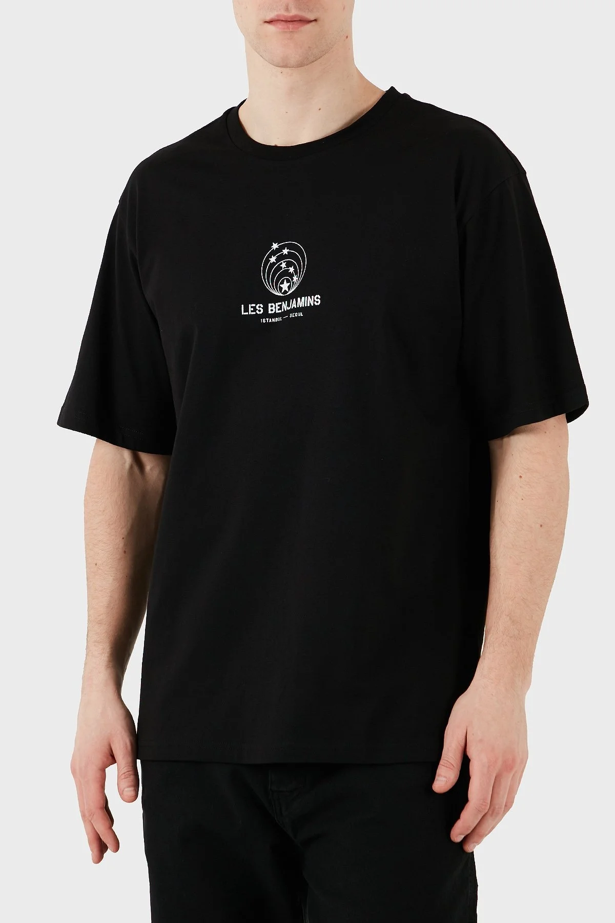 Les Benjamins Baskılı Relaxed Fit Pamuklu Bisiklet Yaka Erkek T Shirt LB25SSUNLMUTS-011 SİYAH - 2