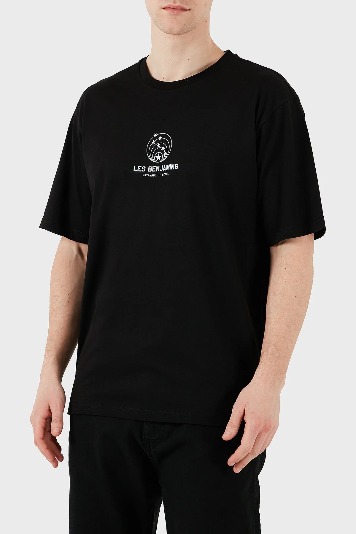 Les Benjamins Baskılı Relaxed Fit Pamuklu Bisiklet Yaka Erkek T Shirt LB25SSUNLMUTS-011 SİYAH - 4