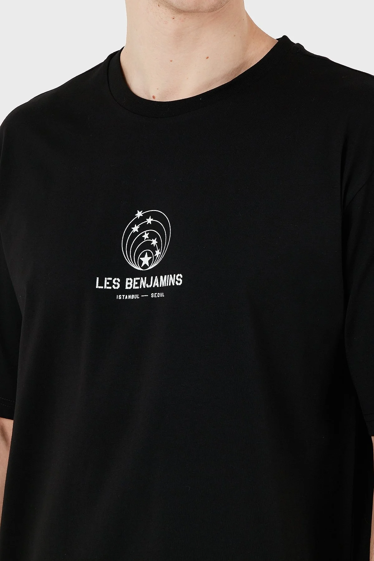 Les Benjamins Baskılı Relaxed Fit Pamuklu Bisiklet Yaka Erkek T Shirt LB25SSUNLMUTS-011 SİYAH - 5