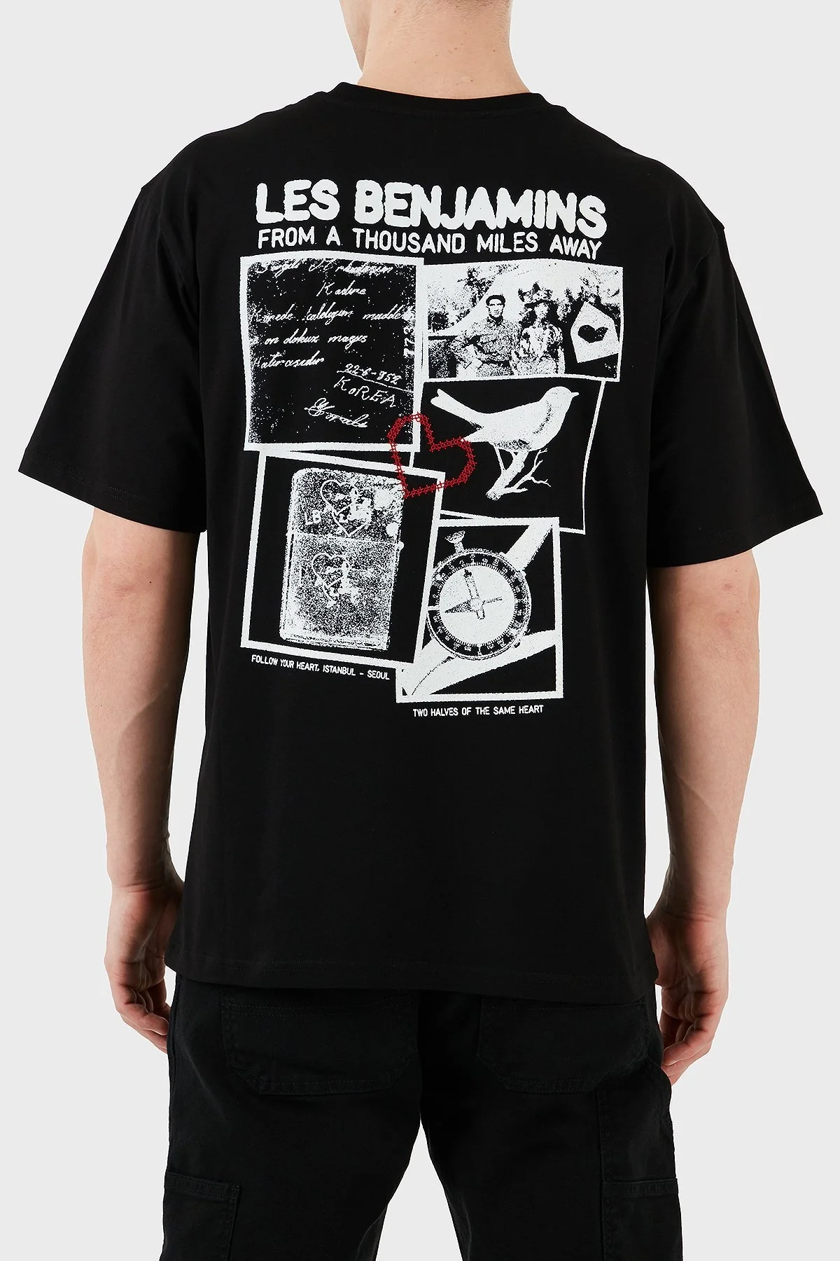 Les Benjamins Baskılı Relaxed Fit Pamuklu Bisiklet Yaka Erkek T Shirt LB25SSUNLMUTS-020 SİYAH - 1