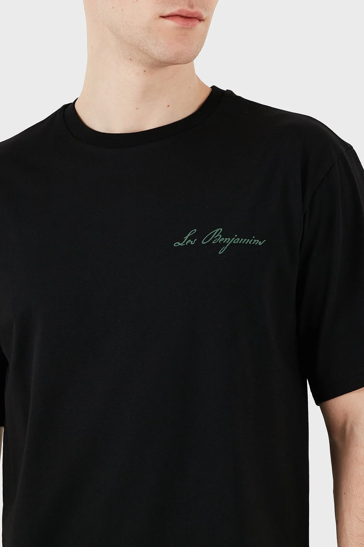 Les Benjamins Baskılı Relaxed Fit Pamuklu Bisiklet Yaka Erkek T Shirt LB25SSUNLMUTS-021 SİYAH - 5