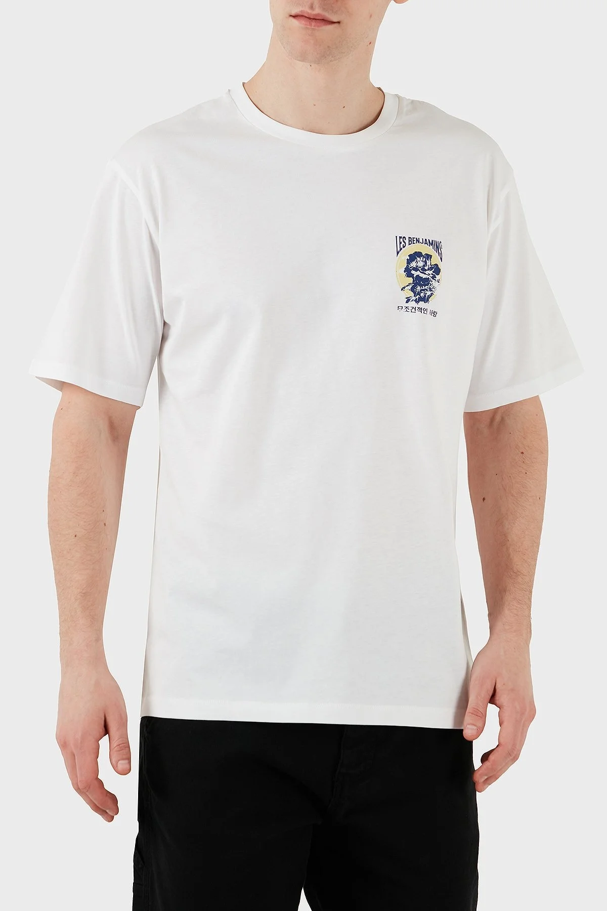 Les Benjamins Baskılı Relaxed Fit Pamuklu Bisiklet Yaka Erkek T Shirt LB25SSUNLMUTS-022 BEYAZ - 11