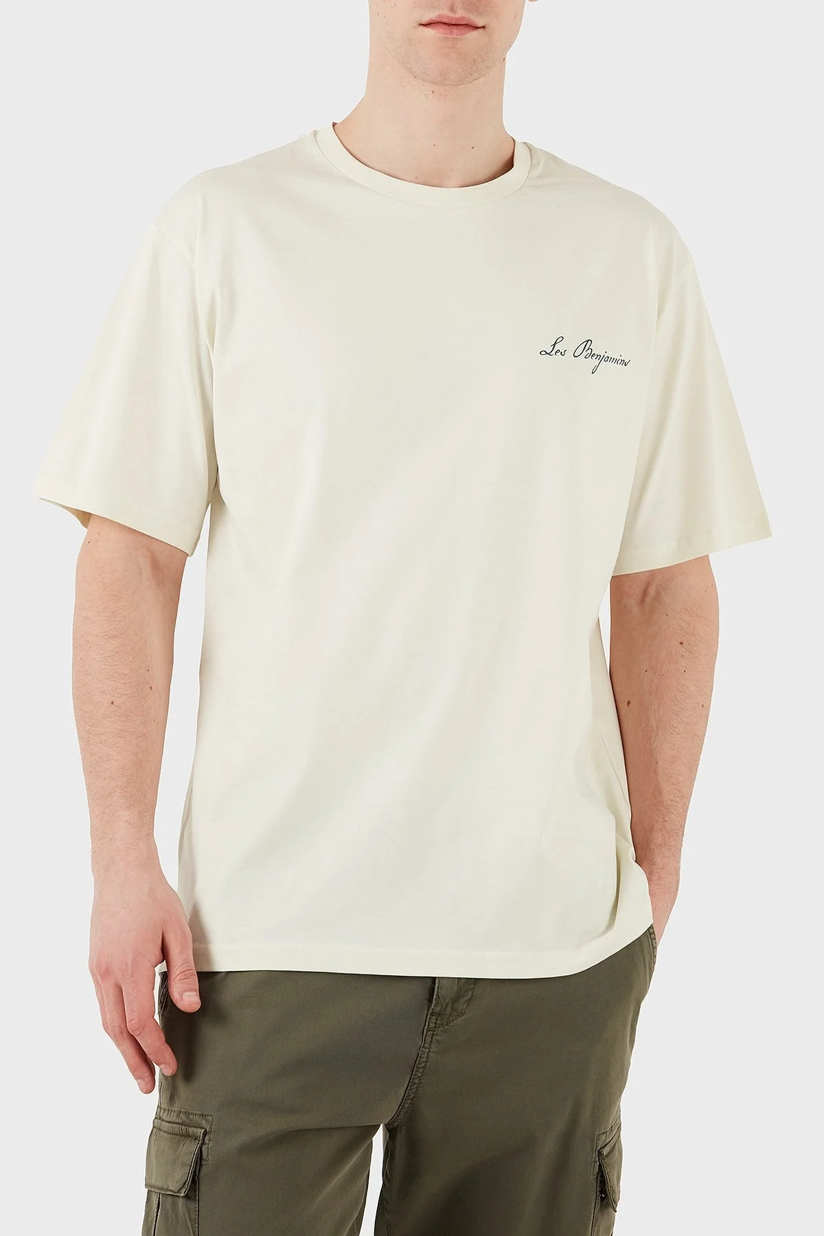 Les Benjamins Baskılı Relaxed Fit Pamuklu Bisiklet Yaka Erkek T Shirt LB25SSUNLMUTS-025 EKRU - 8