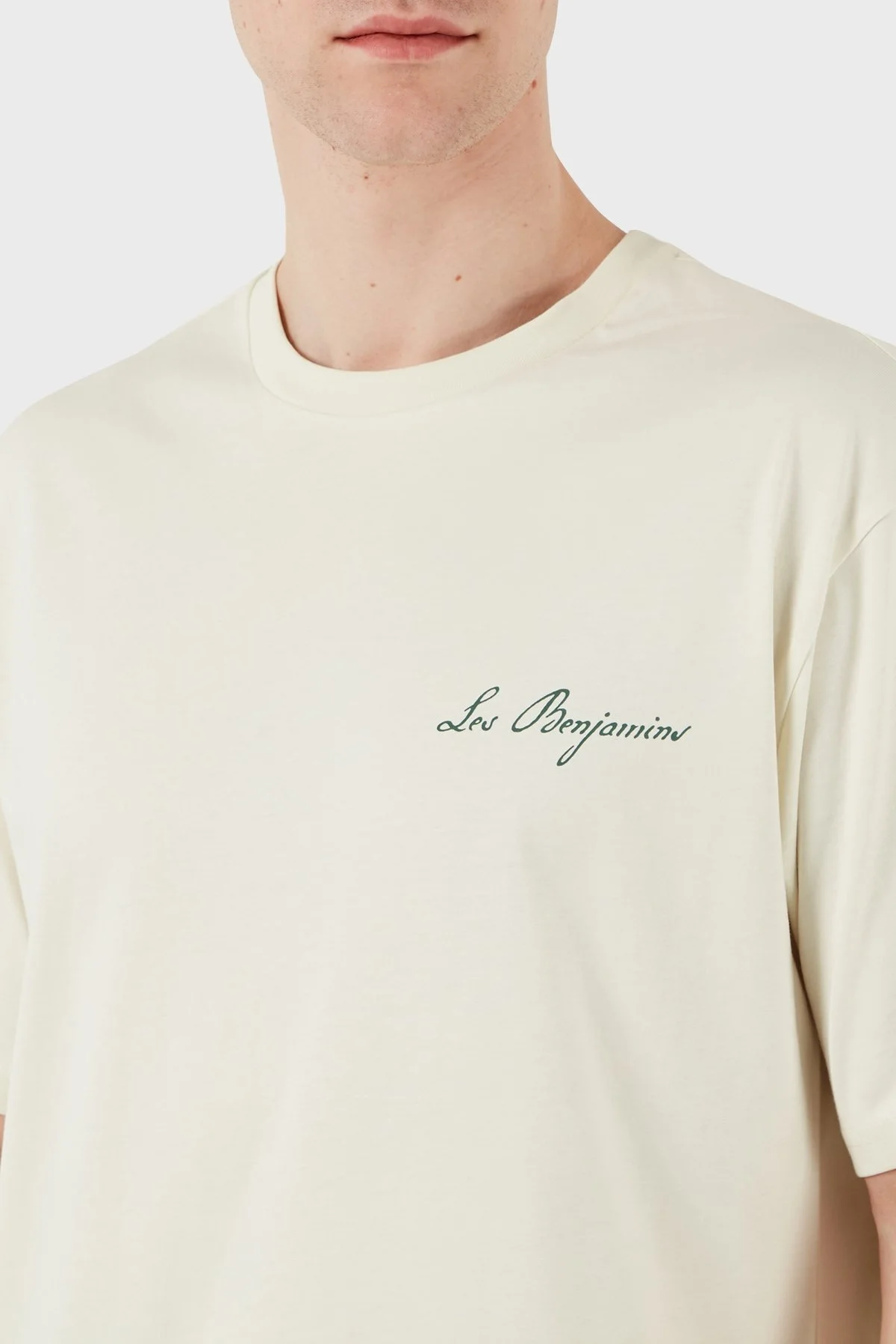 Les Benjamins Baskılı Relaxed Fit Pamuklu Bisiklet Yaka Erkek T Shirt LB25SSUNLMUTS-025 EKRU - 12