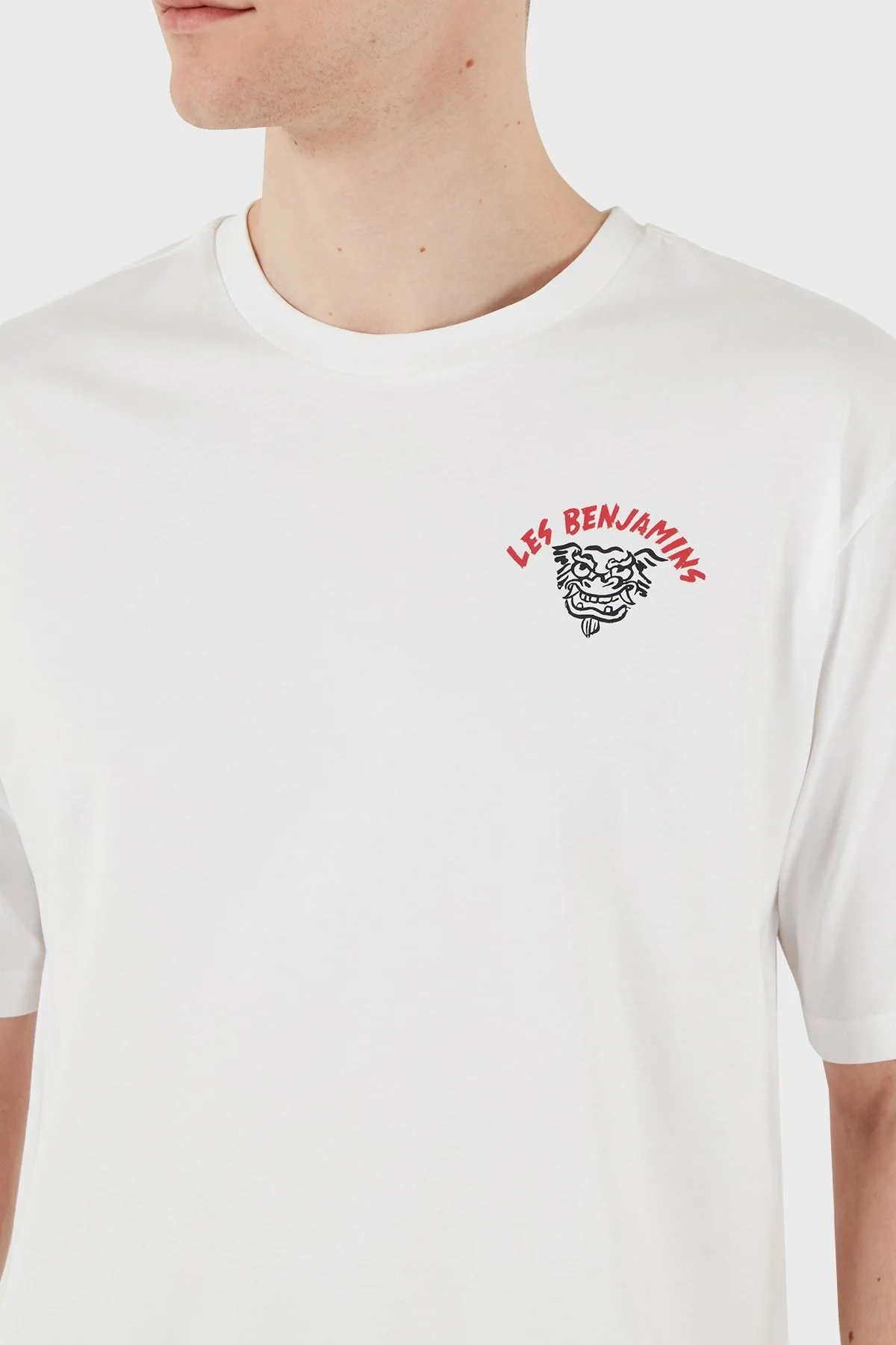 Les Benjamins Baskılı Relaxed Fit Pamuklu Bisiklet Yaka Erkek T Shirt LB25SSUNLMUTS-031 BEYAZ - 12