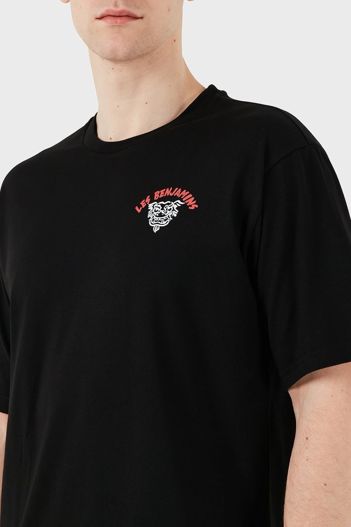 Les Benjamins Baskılı Relaxed Fit Pamuklu Bisiklet Yaka Erkek T Shirt LB25SSUNLMUTS-032 SİYAH - 12