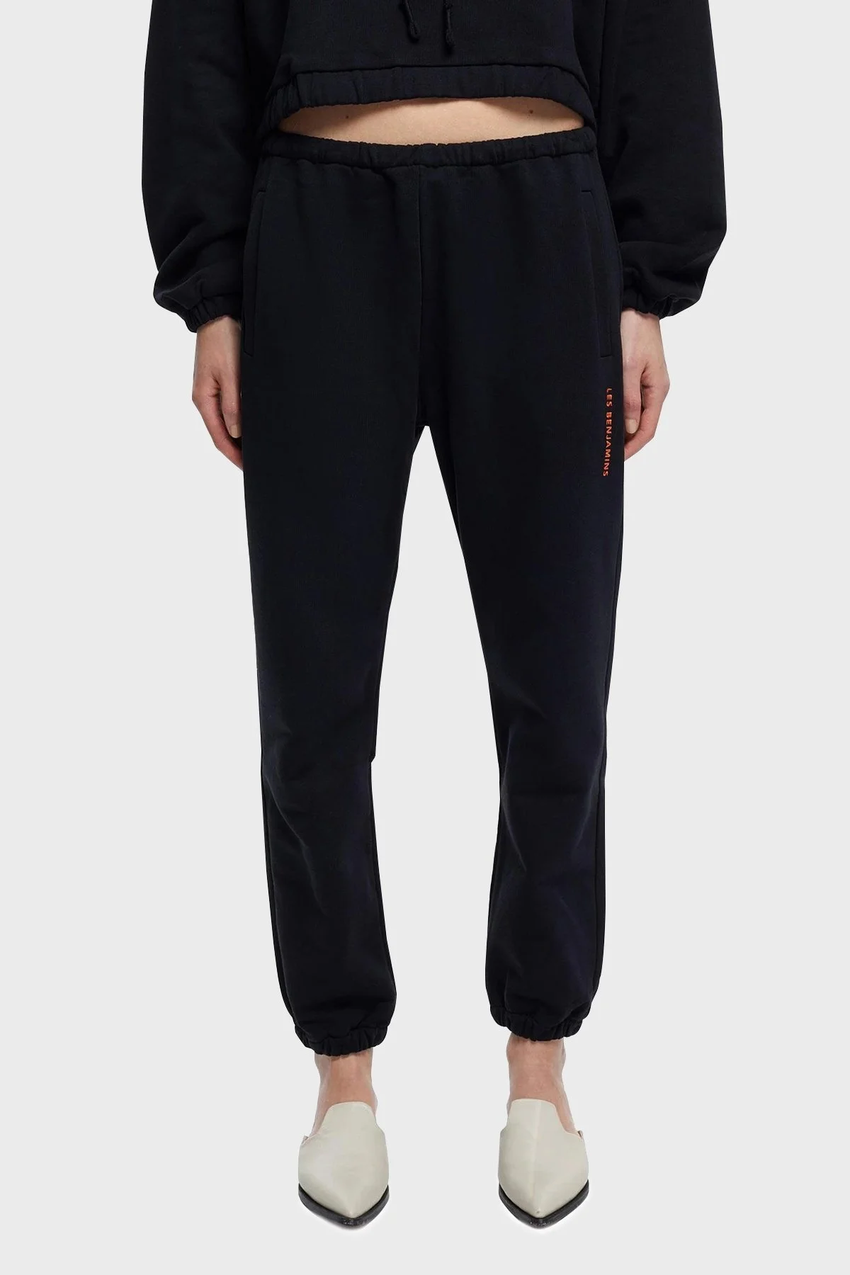 Les Benjamins Elastik Bel Bantlı Cepli % 100 Pamuk Jogger Bayan Pantolon LB21SSCORFUSP-001 SİYAH - 2