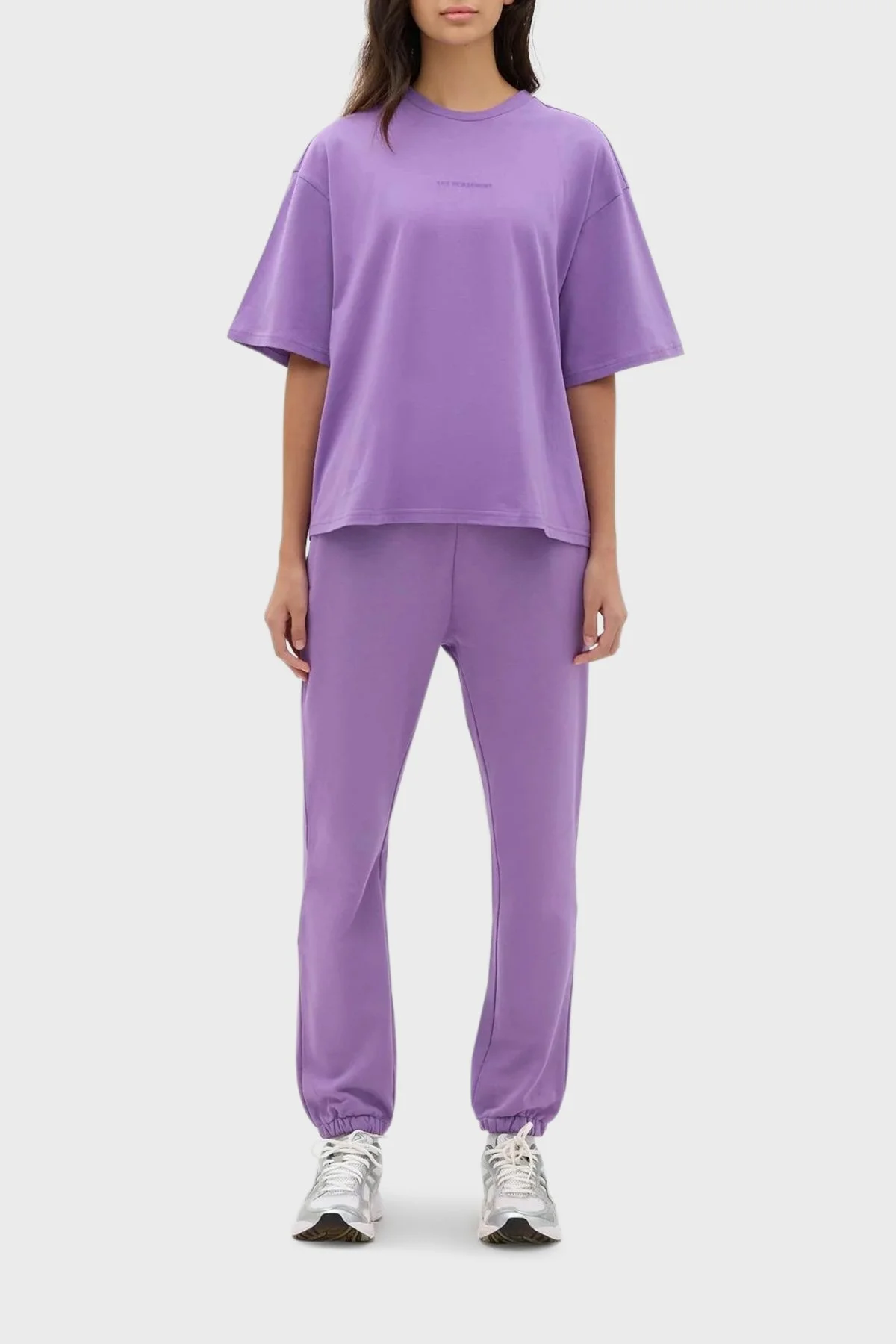 Les Benjamins Bisiklet Yaka % 100 Pamuk Oversize Bayan T Shirt LB23FWESSFUTS-304 LİLA - 3