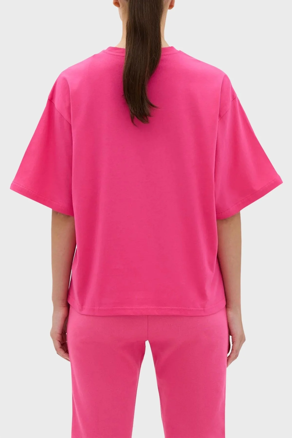 Les Benjamins Bisiklet Yaka % 100 Pamuk Oversize Bayan T Shirt LB23FWESSFUTS-305 PEMBE - 2