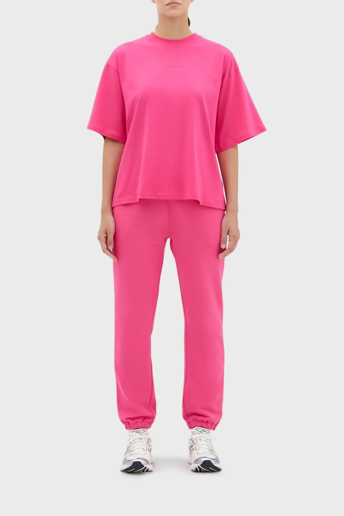 Les Benjamins Bisiklet Yaka % 100 Pamuk Oversize Bayan T Shirt LB23FWESSFUTS-305 PEMBE - 3